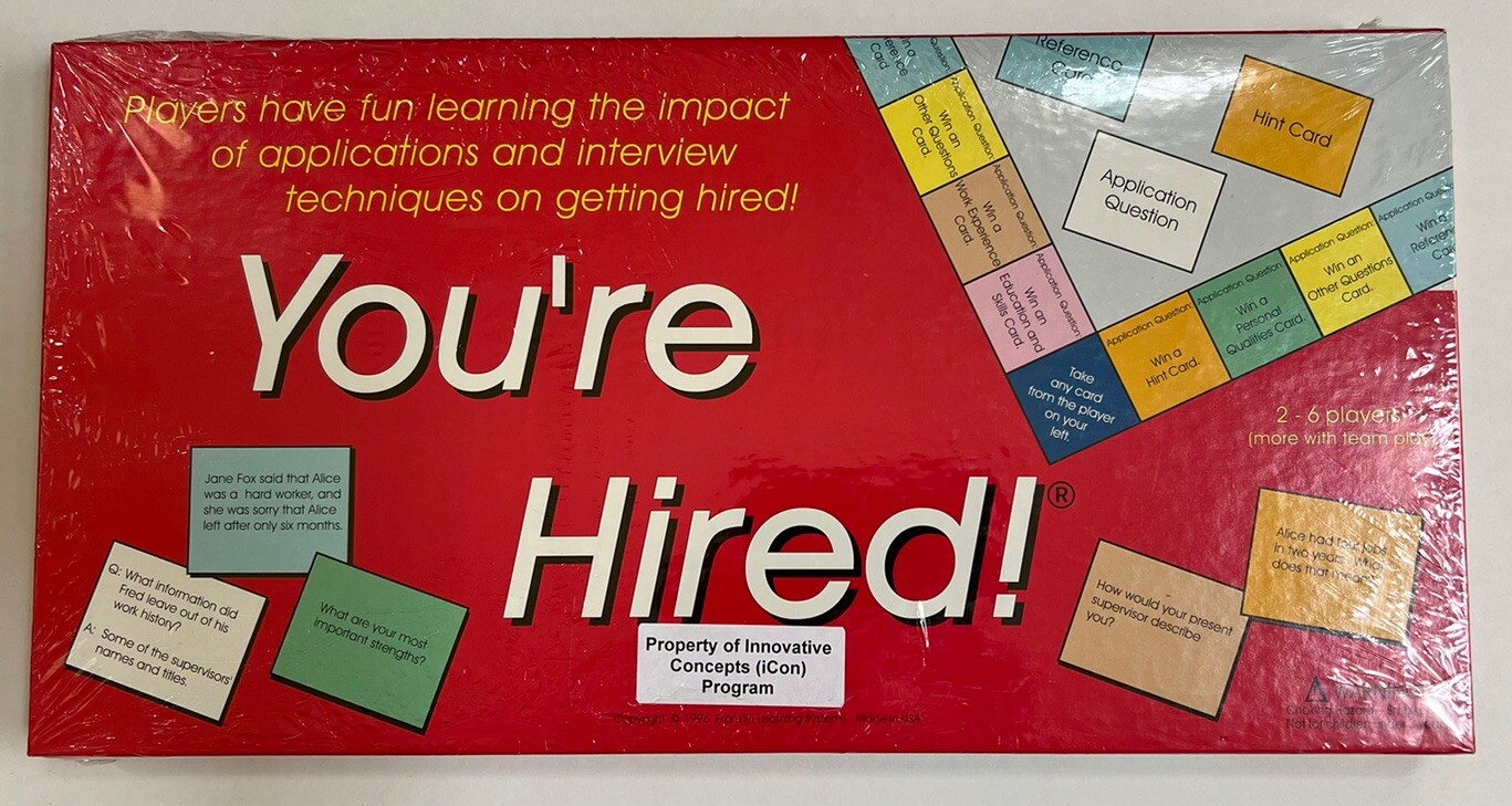 You’re Hired! Board Game 2-5 players Franklin Learning SEALED, Vintage 1996,
