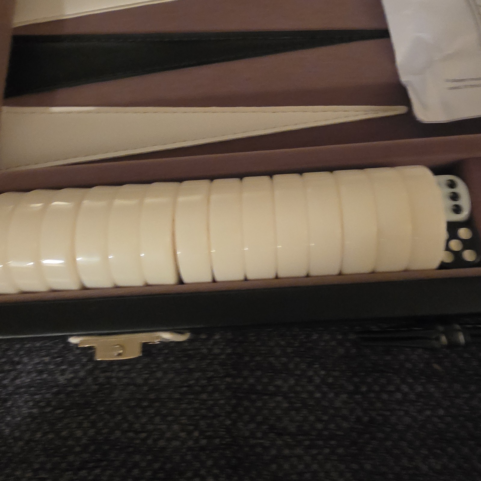 Vintage Backgammon Complete Set Gray Felt W/ Black & White Points And Stones