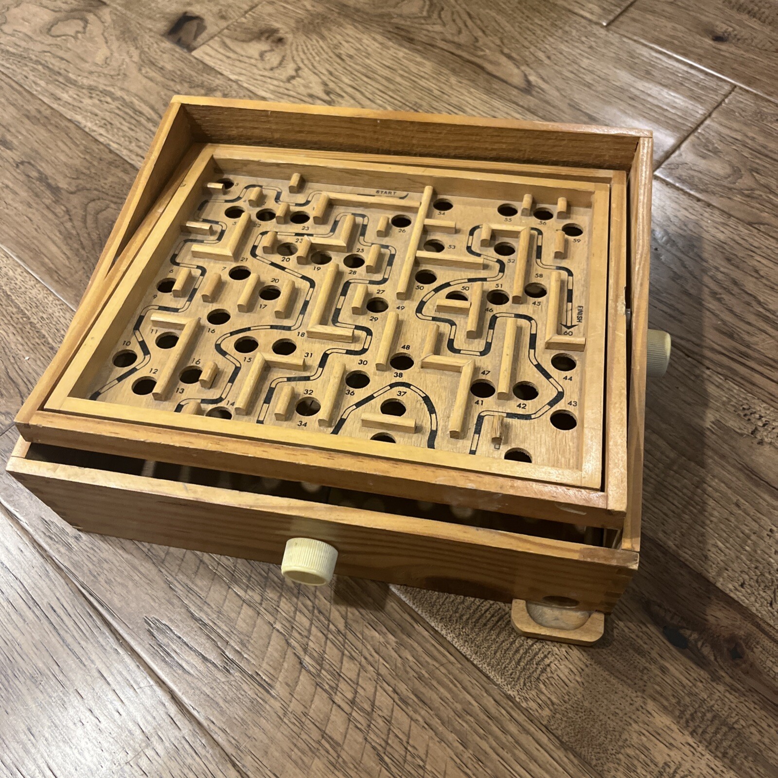 Vintage Labyrinth Wooden Tilting Maze Puzzle Game Marble Included! W/O Box