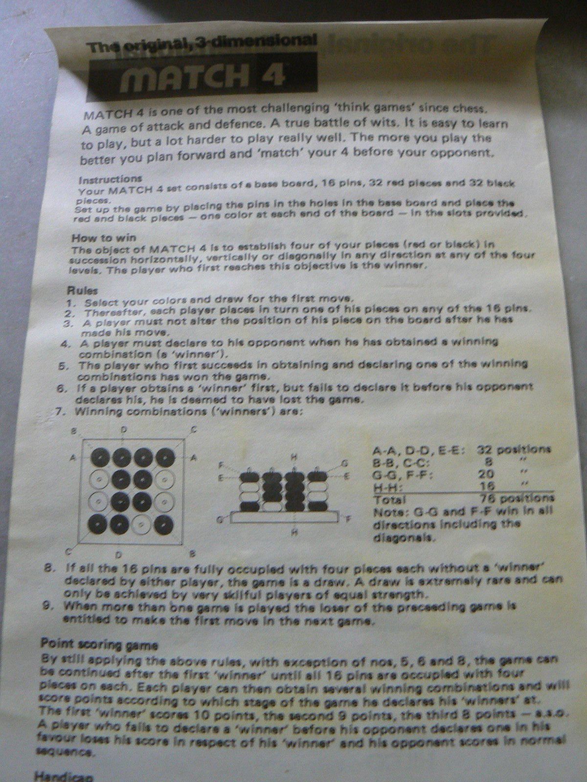 MATCH 4 – Battle of Wits! Vintage Game from 1987 by Hilco -Think game -COMPLETE