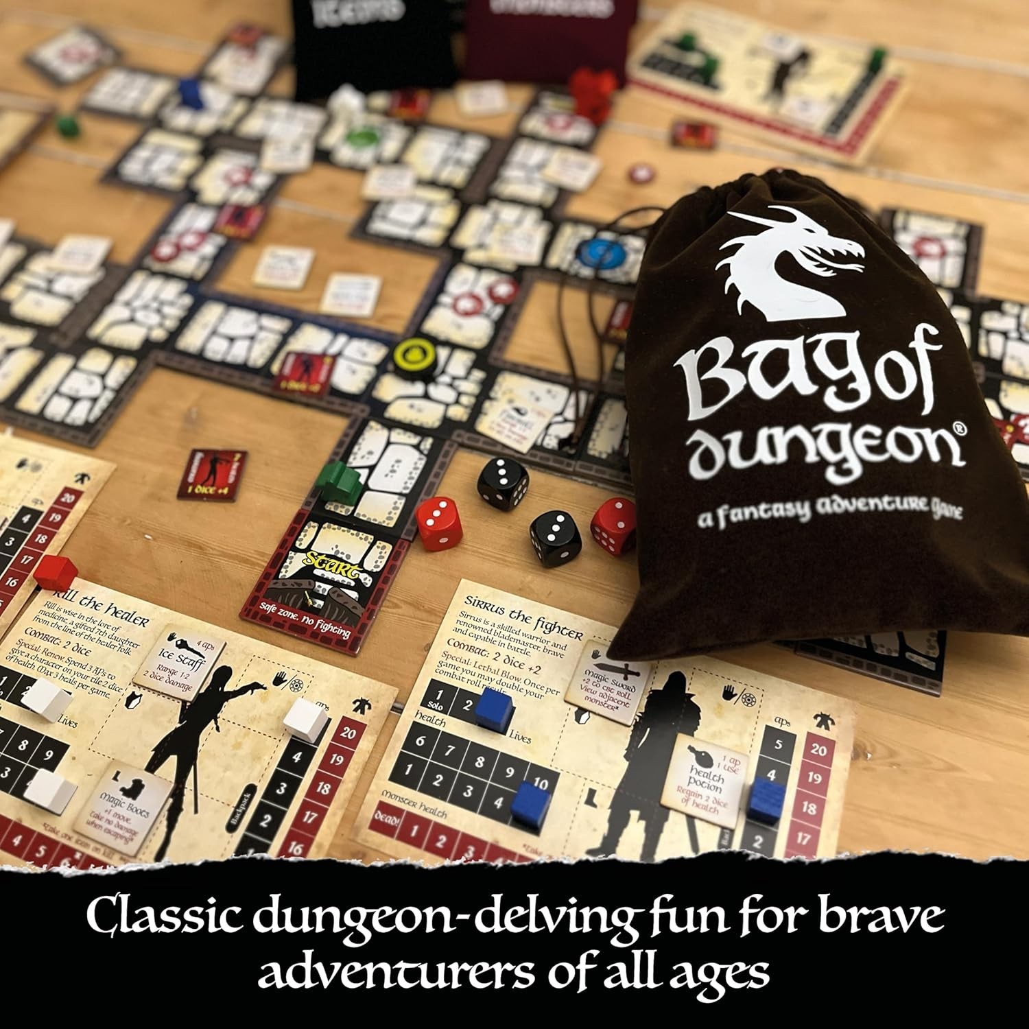 Fantasy Board Game 1-4 Players Ages 7+ Endless Replayability Dungeon Crawler
