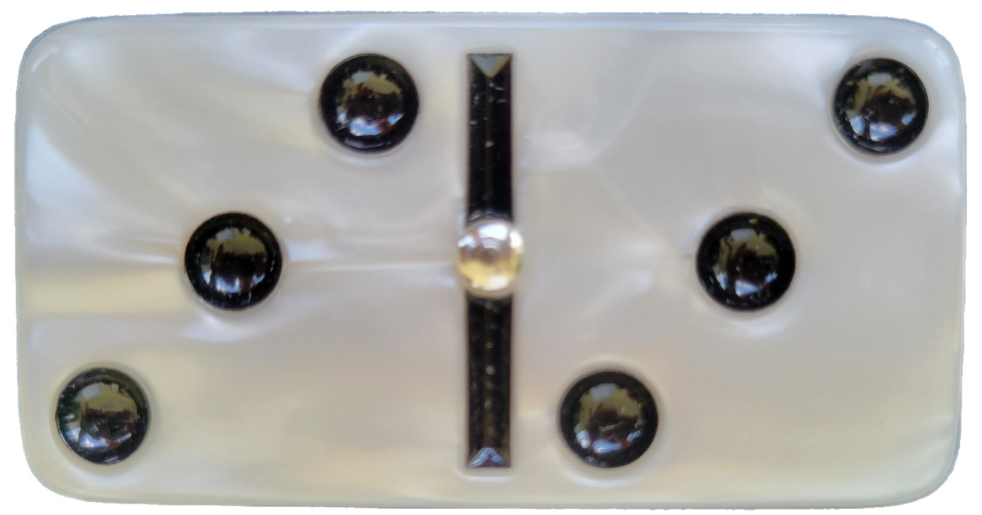Domino Double Six 6 White Marbleized Pro Size with Spinners – Wood Box