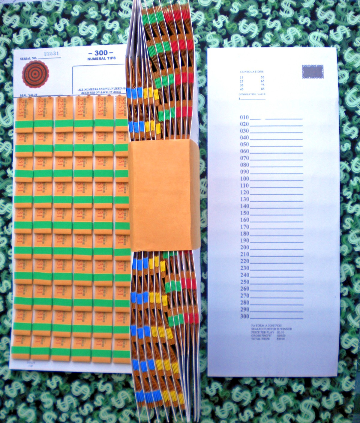 (4 Lot) 300-P5 60-Rows REGULAR “NOT Sure” TIP BOARD {010-300} PullTab Jar Ticket