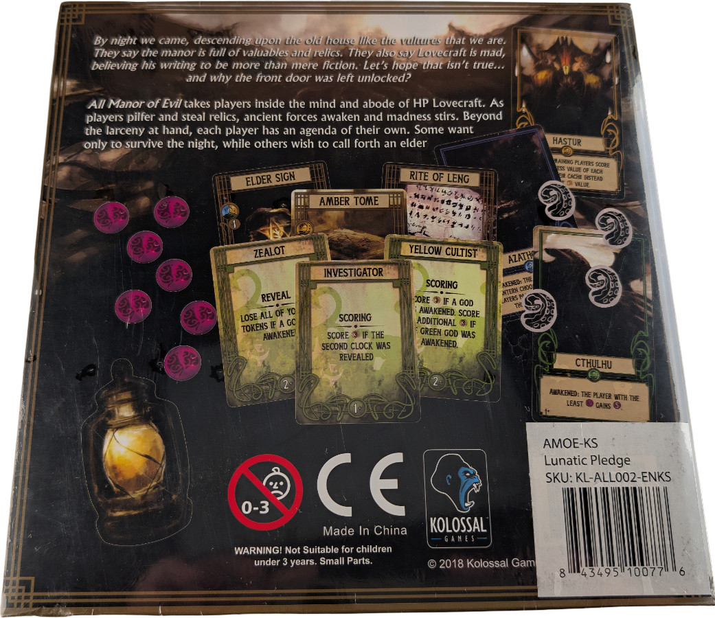 All Manor Of Evil Lunatic Pledge 2018 Kolossal Games Kickstarter Deluxe Sealed