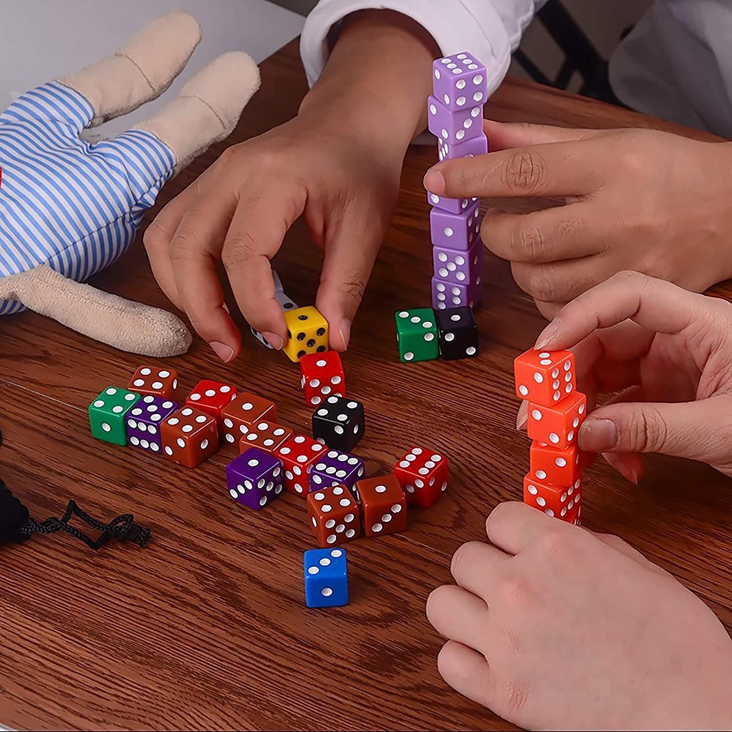 100pcs Dice 12mm Colorful Dice, 6 Sided 10 Colors, Translucent, Color…
