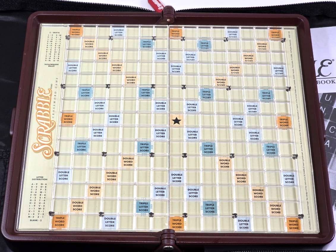 Scrabble Travel folio edition deluxe zippered carrying case. Complete