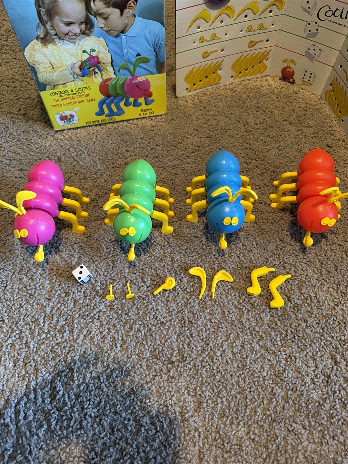 Vintage 1972 /1986 Cootie Bug Board Game With Box Schaper Mfg Co.