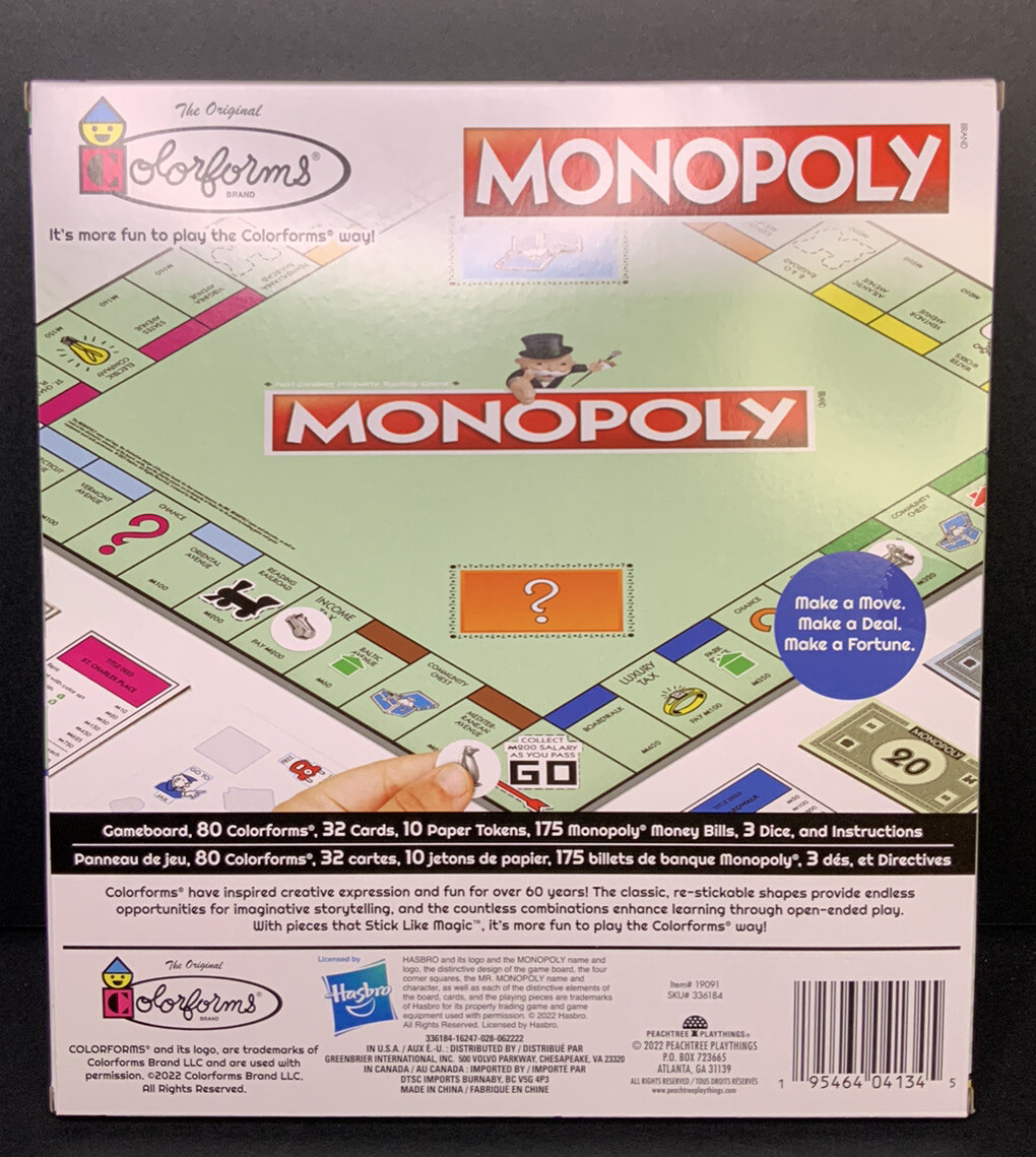 NEW Colorforms MONOPOLY Hasbro Board Game Limited Edition 2022 Travel Size