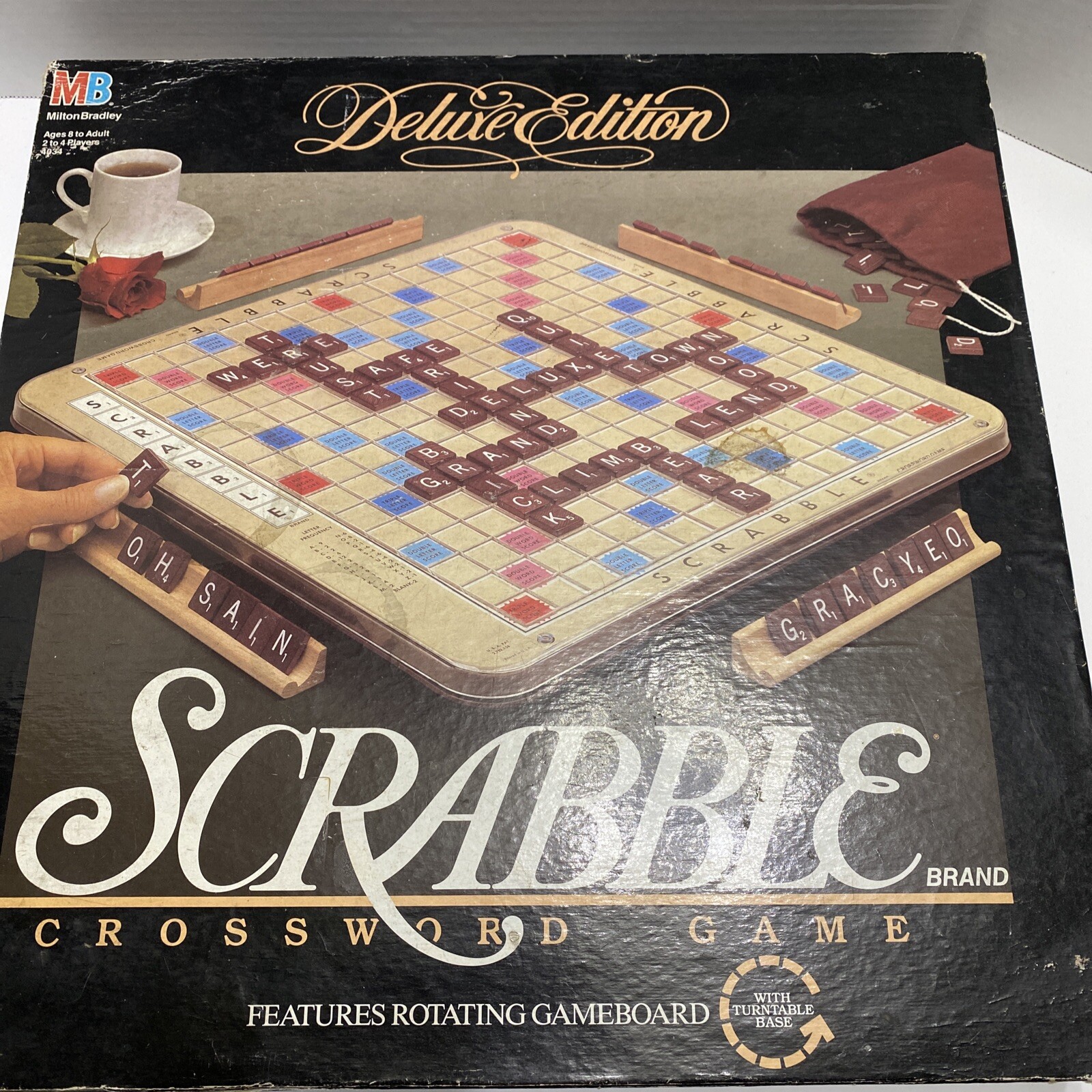 Vtg Scrabble Deluxe Edition Game Turntable Rotating Board 1989 100% Complete