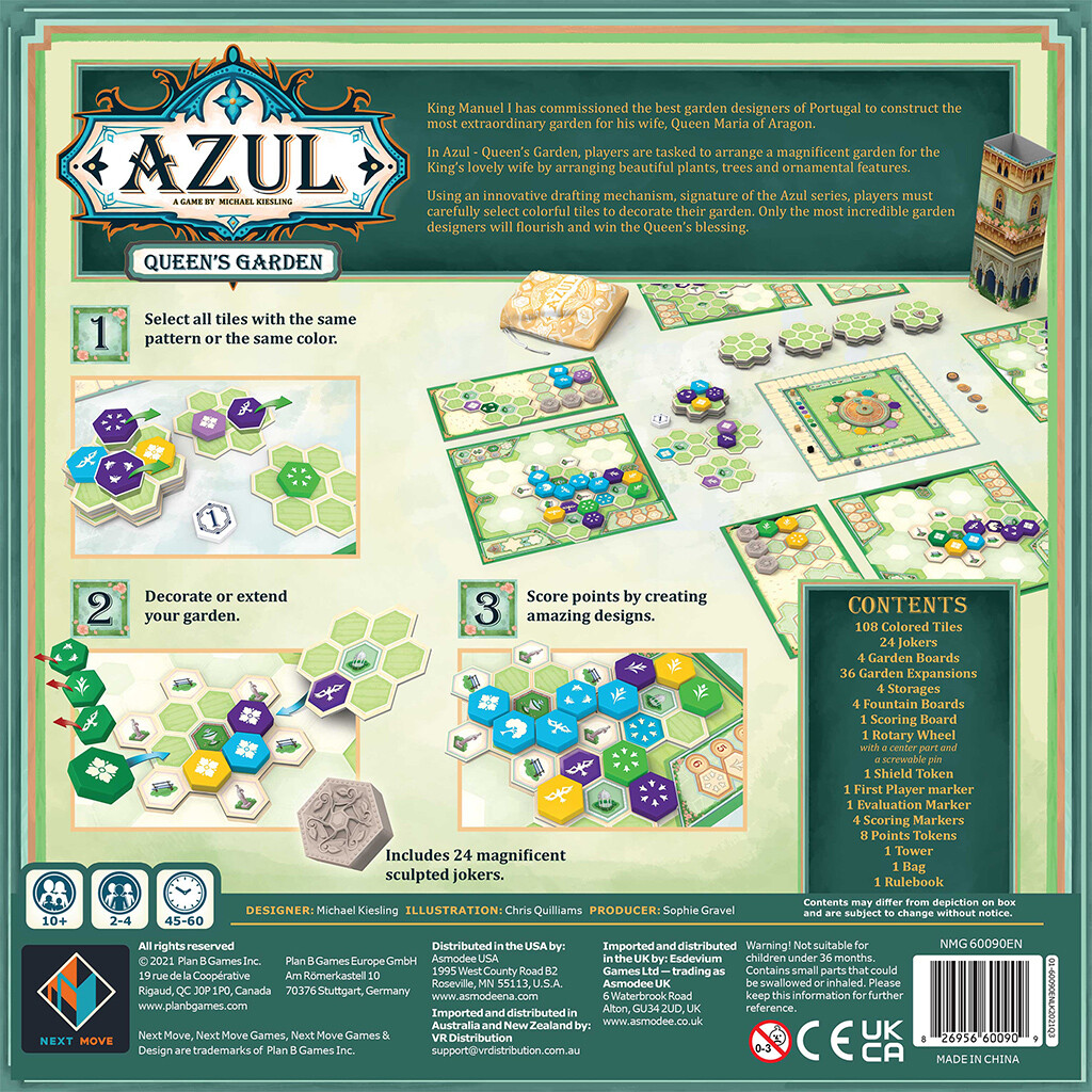 Queen’s Garden Azul Tile Board Game Next Move Games Plan B NM60090EN Family