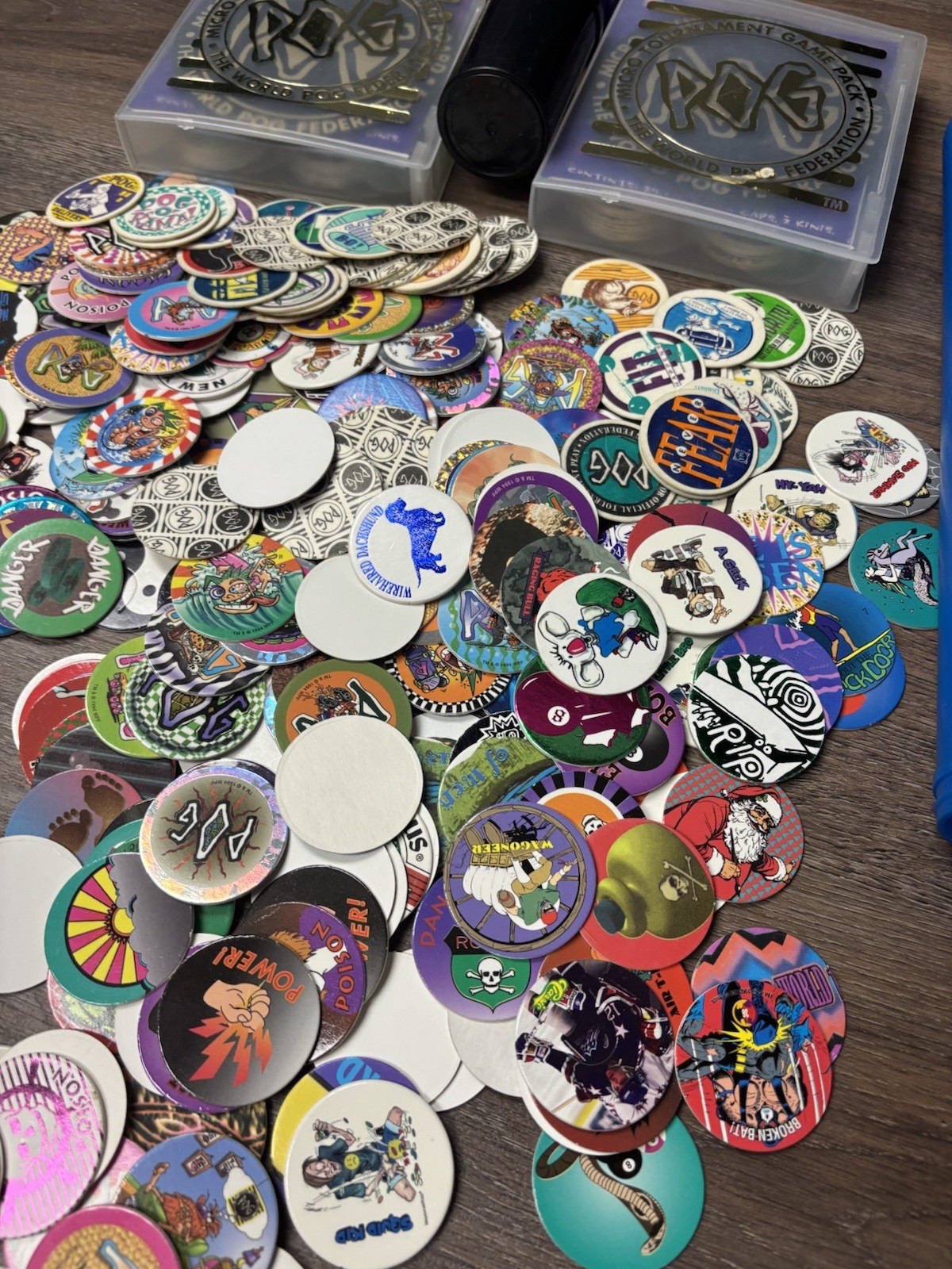 Huge Lot – 1990s Vintage 150+ Pogs and Slammers Milk Caps w/ Tubes