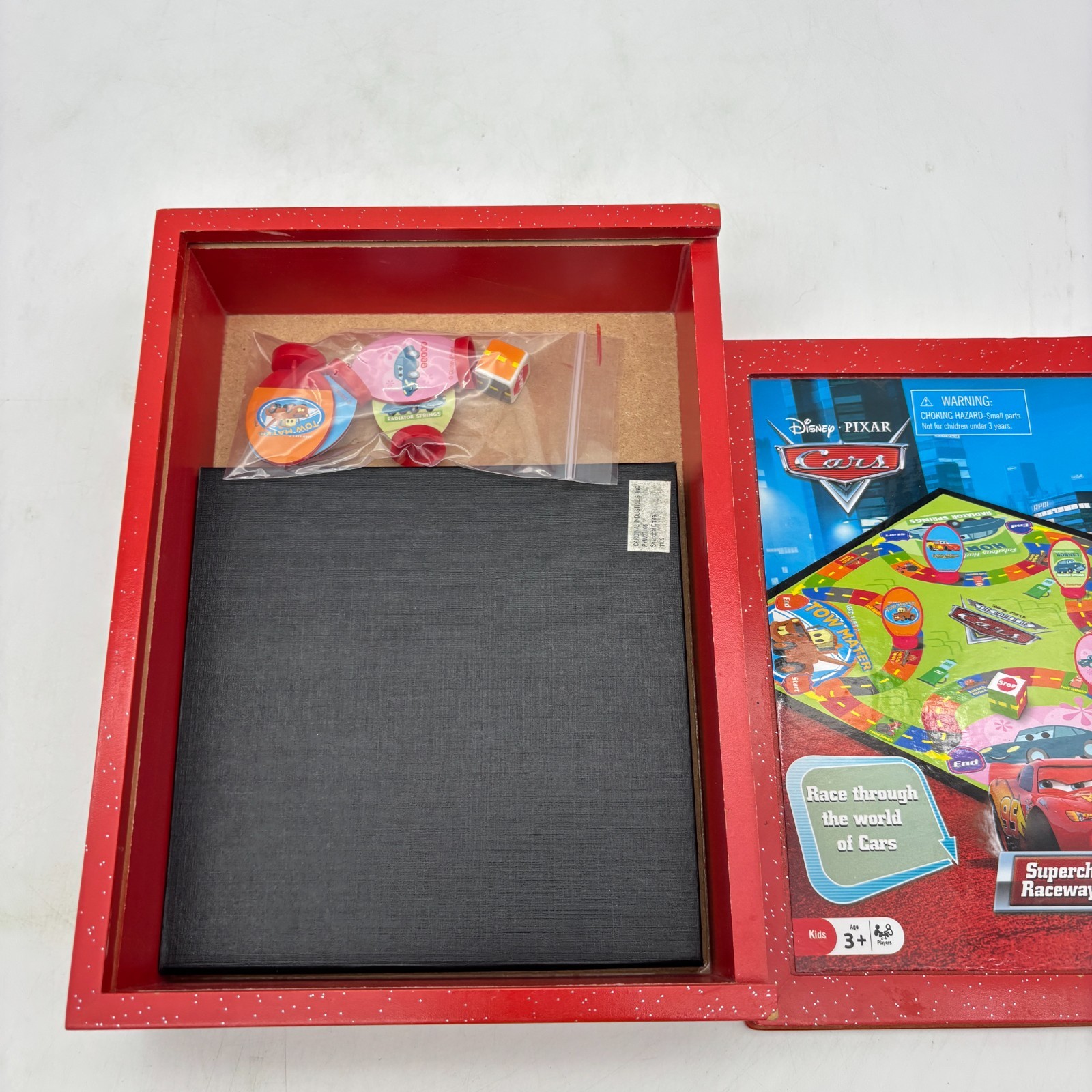 Disney Pixar Cars Supercharged Raceway Game COMPLETE Cardinal 2009 Wooden Box