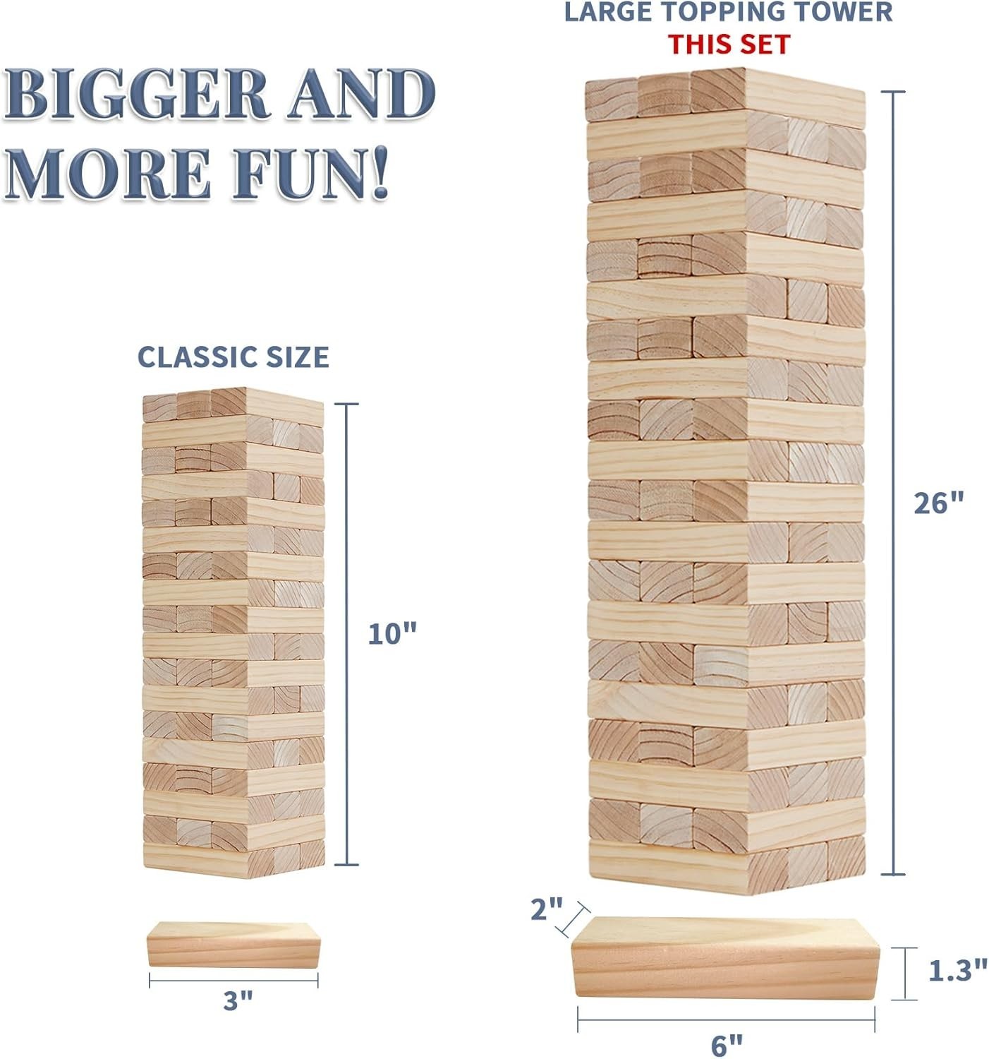 Giant Tumble Tower 60pc New Zealand Pine Blocks Stack to 5ft – Quality
