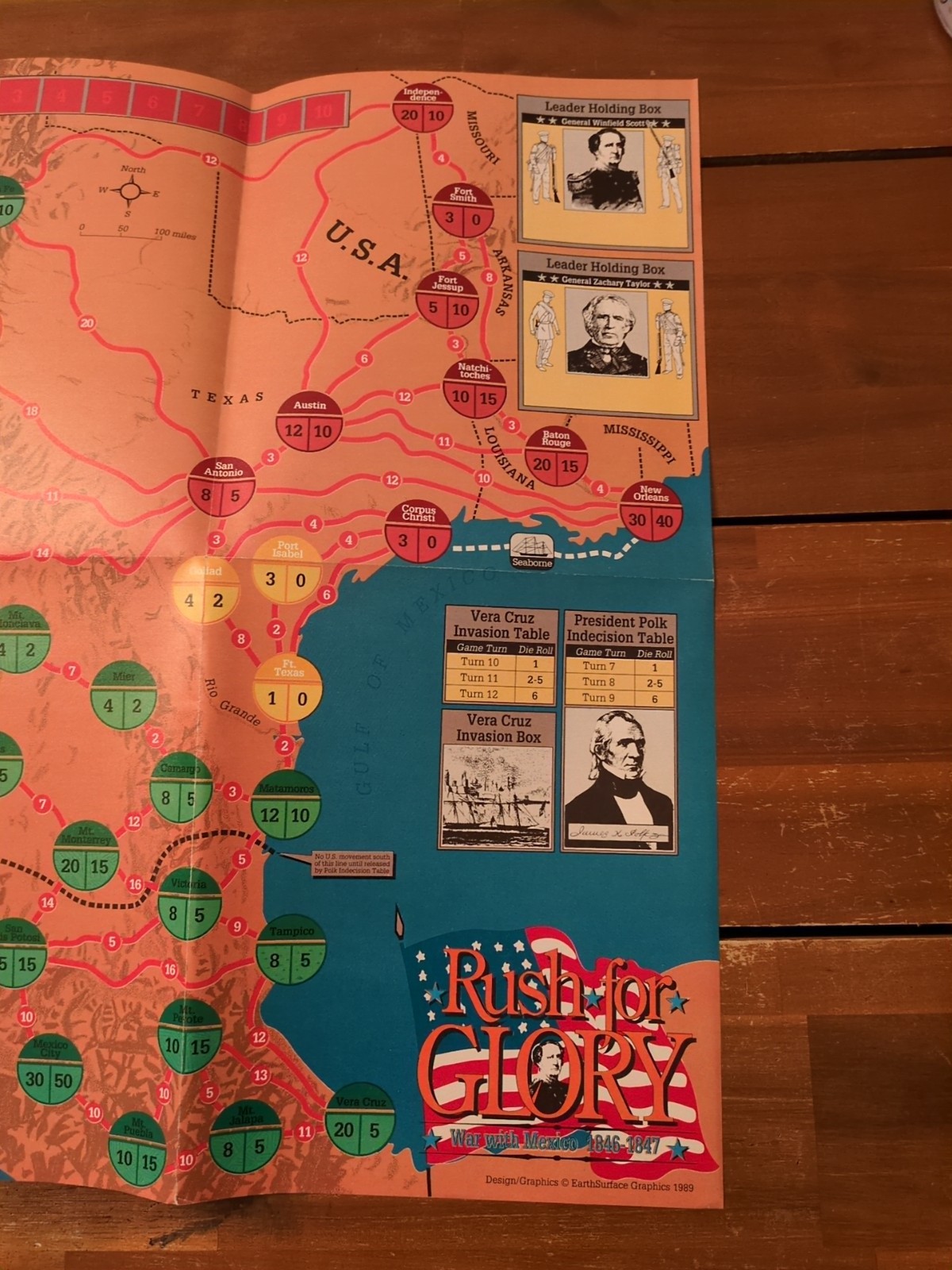Strategy And Tactics #127 Rush For Glory War With Mexico 1846-1847 Game Map
