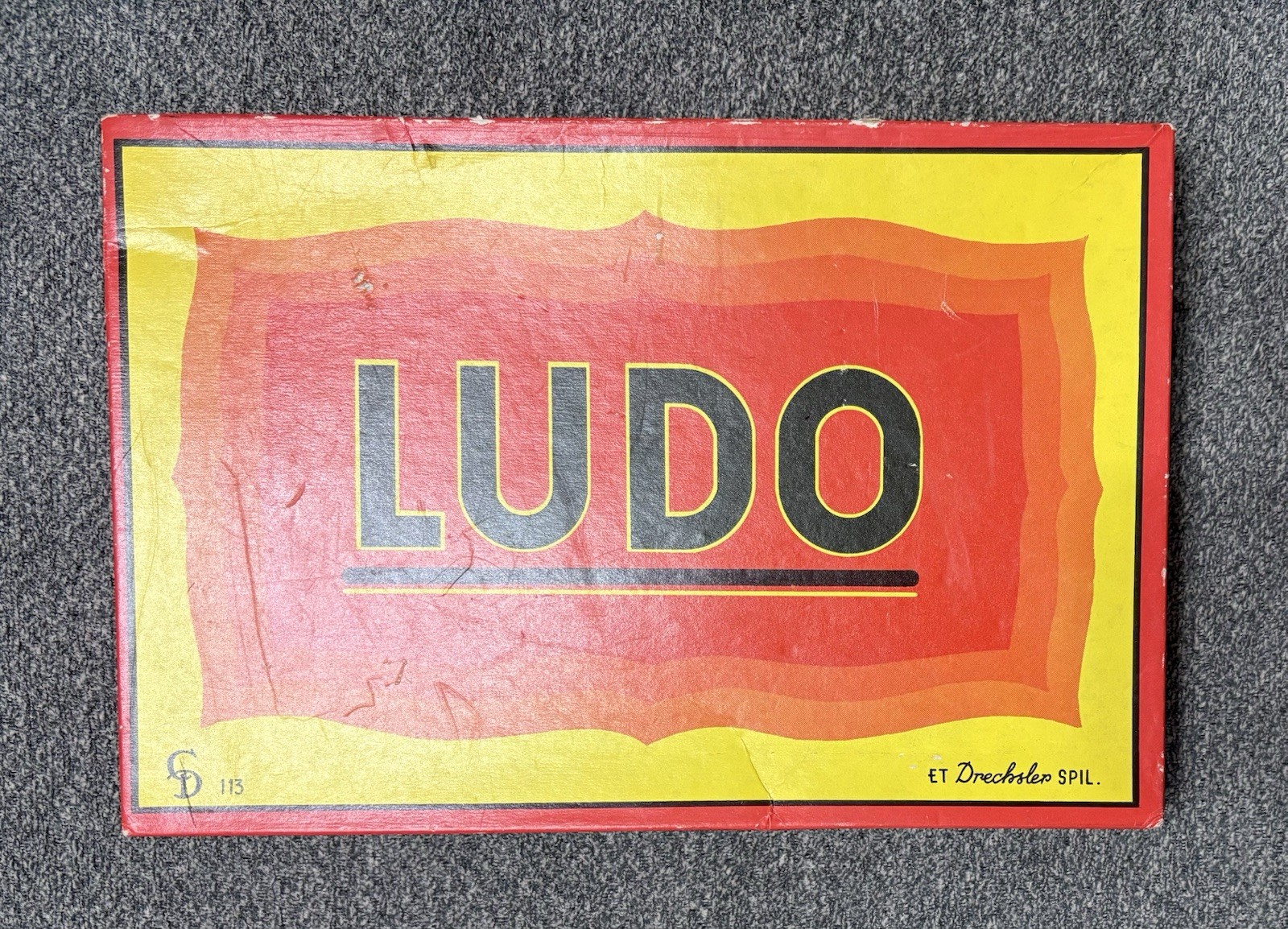 Vtg 20 Piece Ludo Foldable Board Game With Danish? Instructions In Original Box