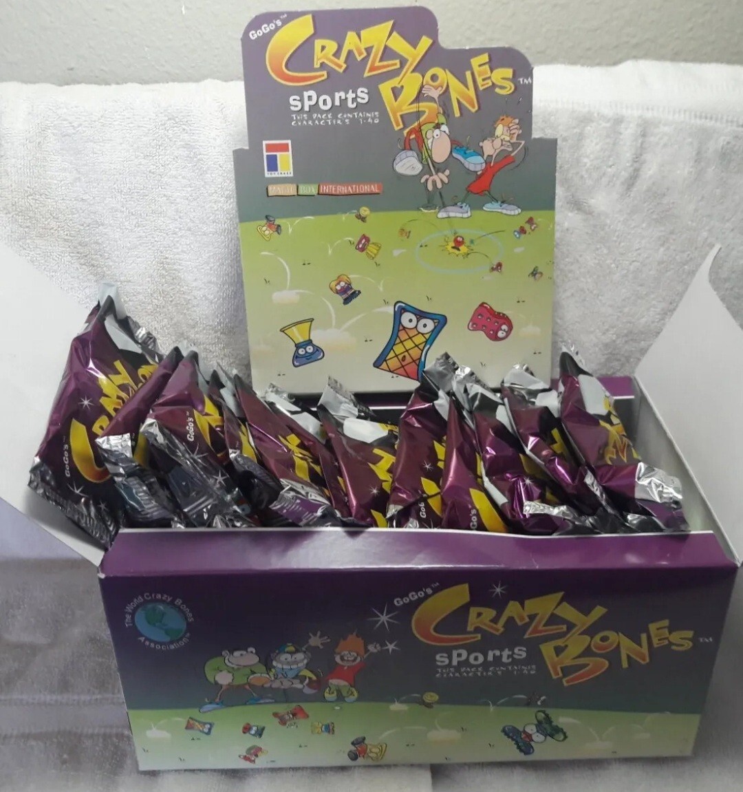 Lot of 36 ORIGINAL GoGo’s CRAZY BONES SEALED FOIL PACKS “SPORTS” VERSION..