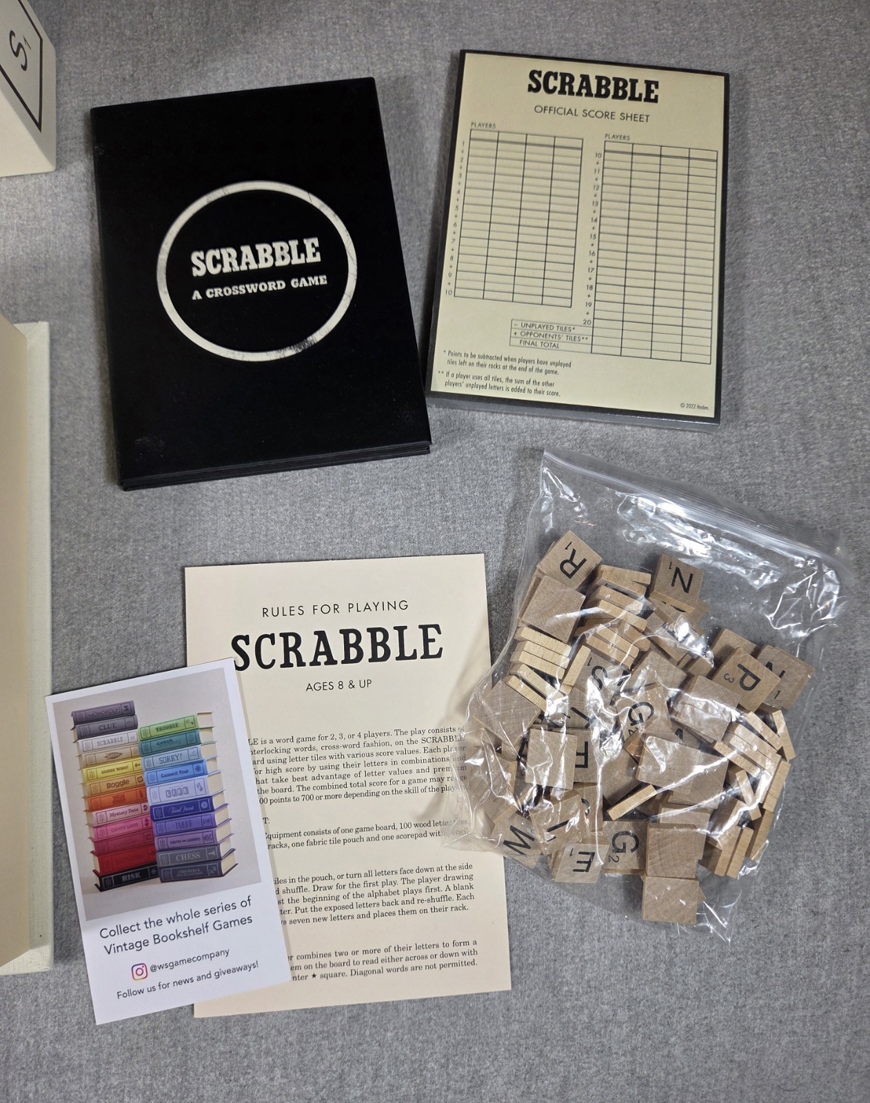 Hasbro Vintage Bookshelf Edition Scrabble Crossword Game 2 To 4 Players Open Box