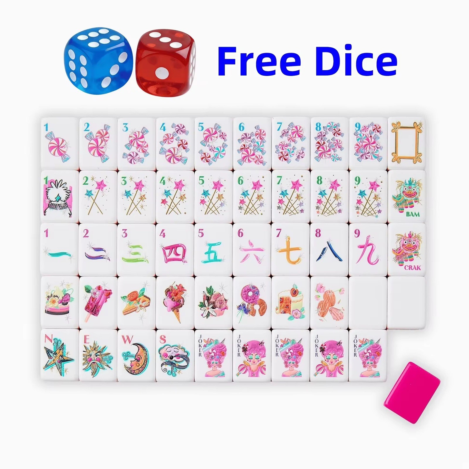 Engraved American Mahjong Tiles set . Glitter themed acrylic engraved