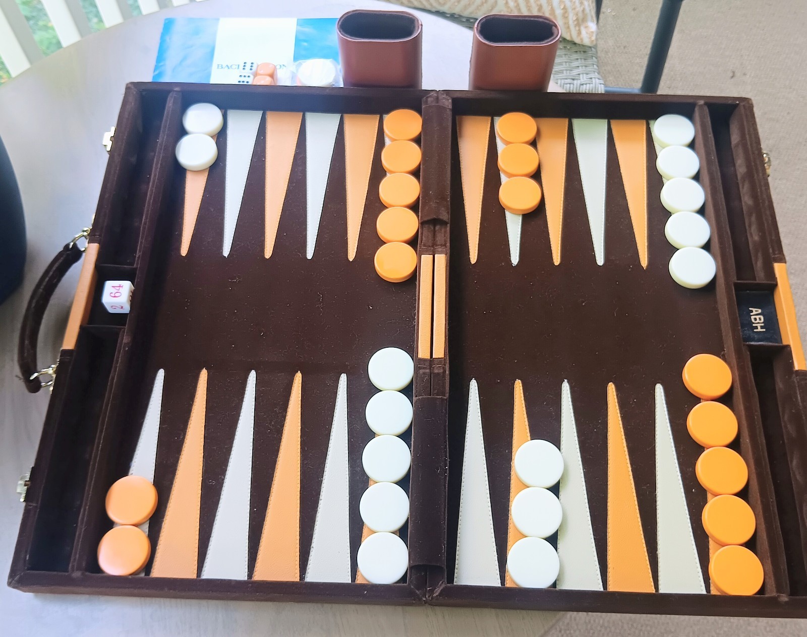 Vintage Aries Beverly Hills Chocolate 17in Travel Backgammon Set Super Cute!