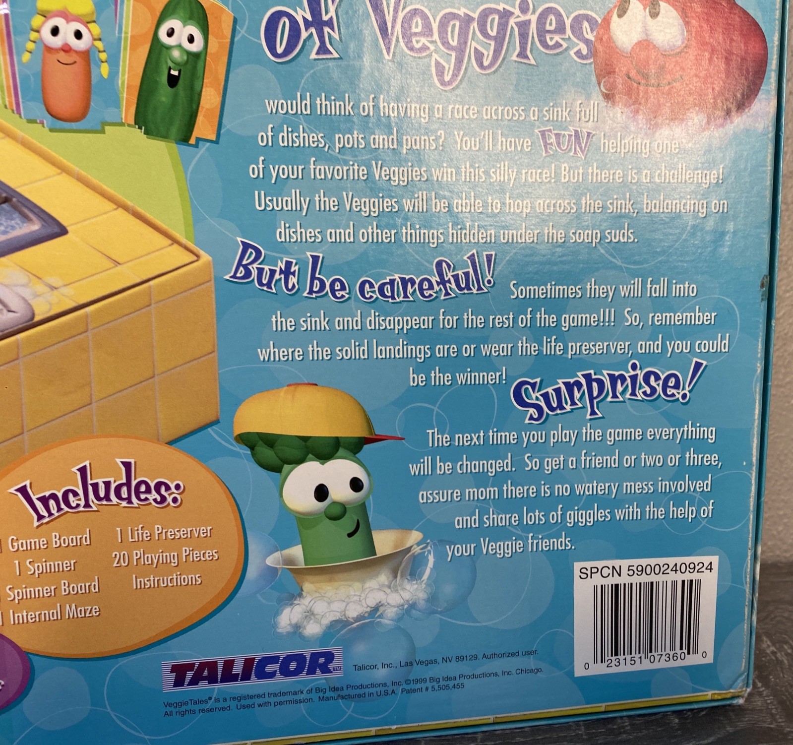 VeggieTales Don’t Sink in the Sink! Board Game 100% COMPLETE