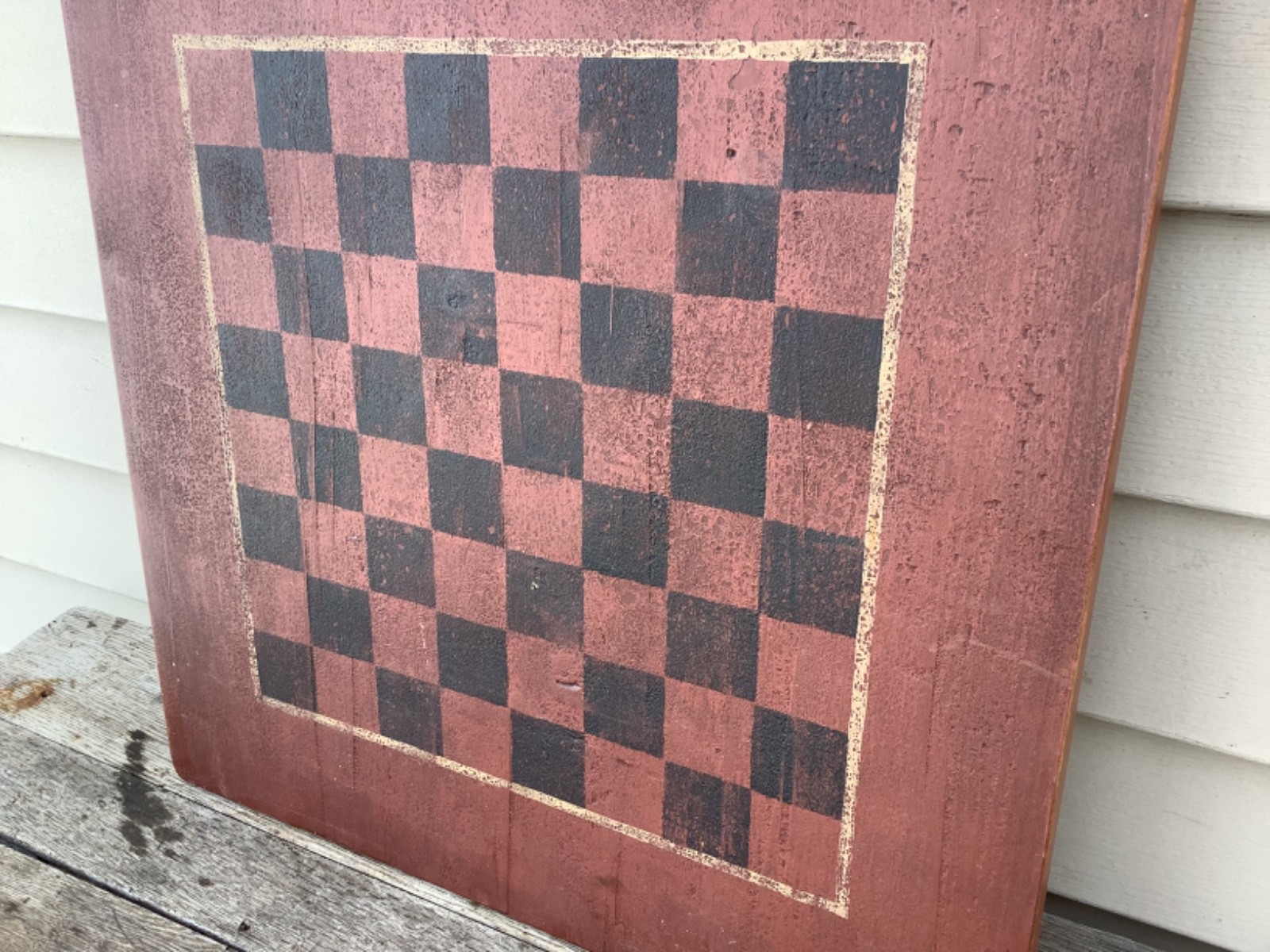 Vintage Primitive Style FolkArt Red Checker Board Wall Mount 16 3/4 x 23 1/4