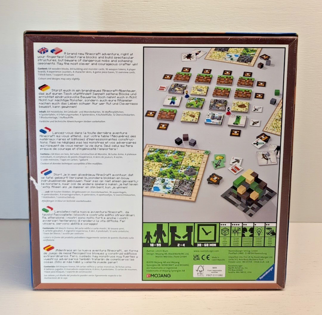 100% COMPLETE! 2019 RAVENSBURGER MINECRAFT BUILDERS & BIOMES STRATEGY BOARD GAME