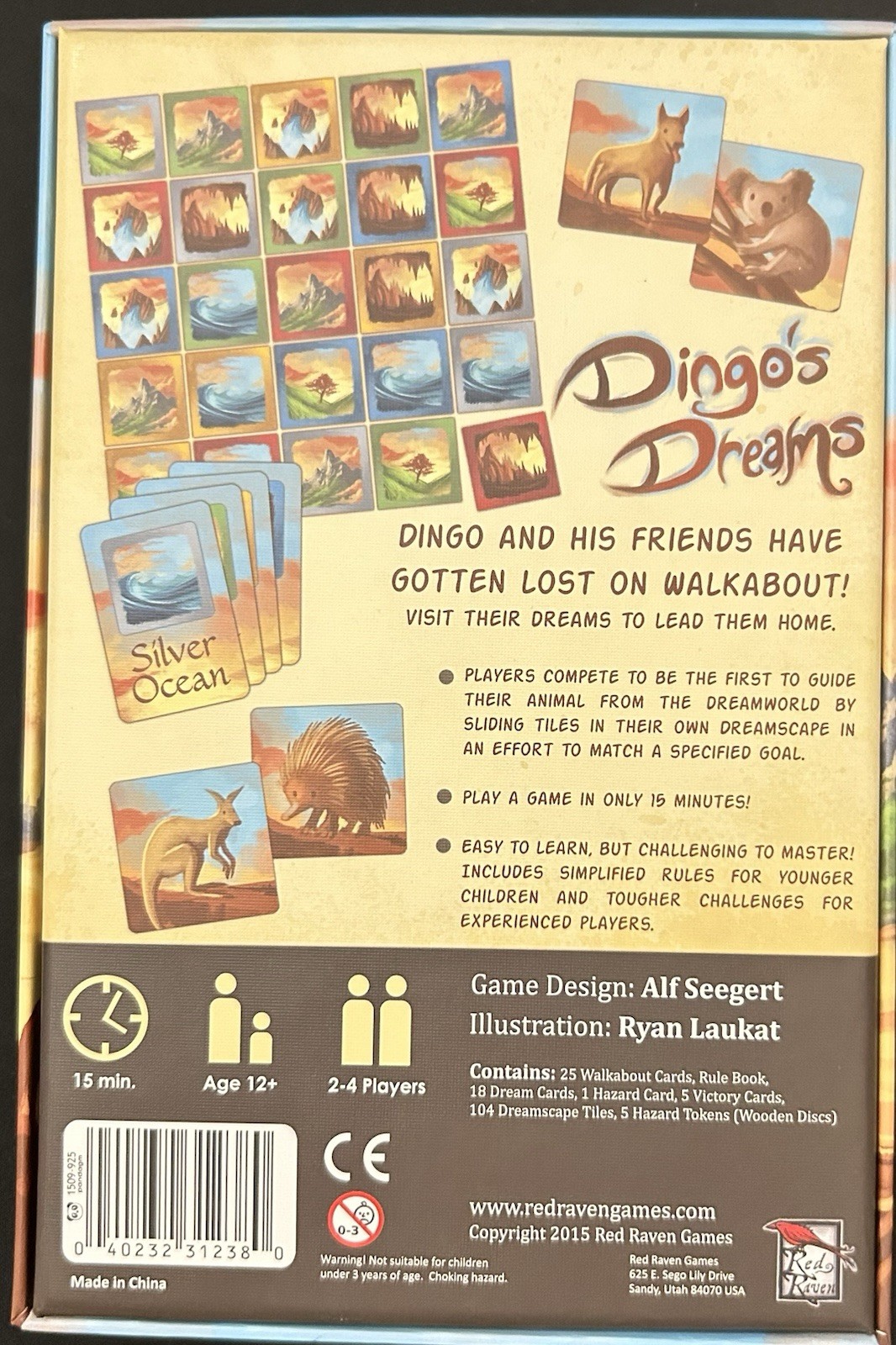 Dingo’s Dreams 2015 Seegert Board Game Red Raven Games Complete NM