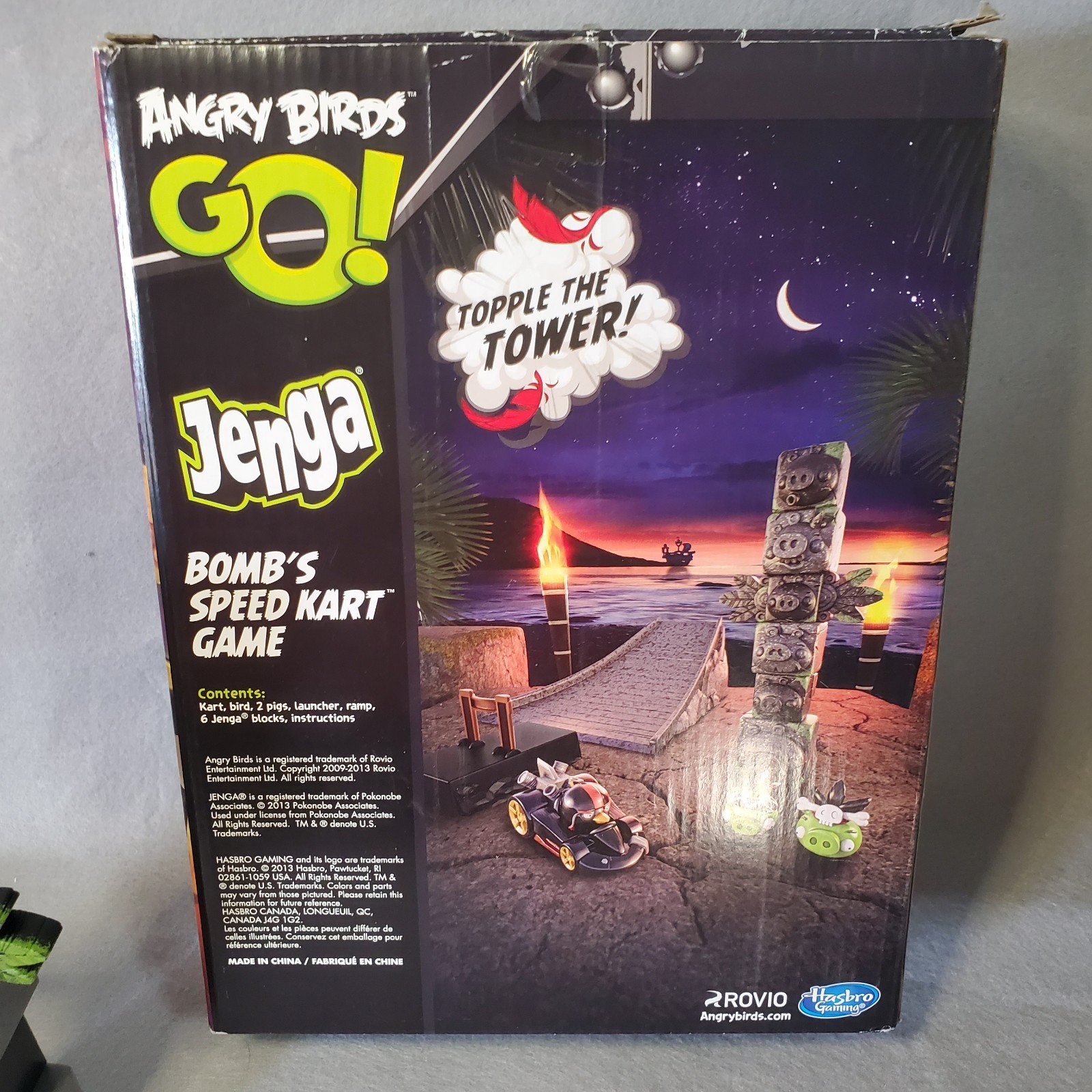 Hasbro Angry Birds Go! Bomb’s Speed Kart Game Jenga Toys R Us Exclusive Complete