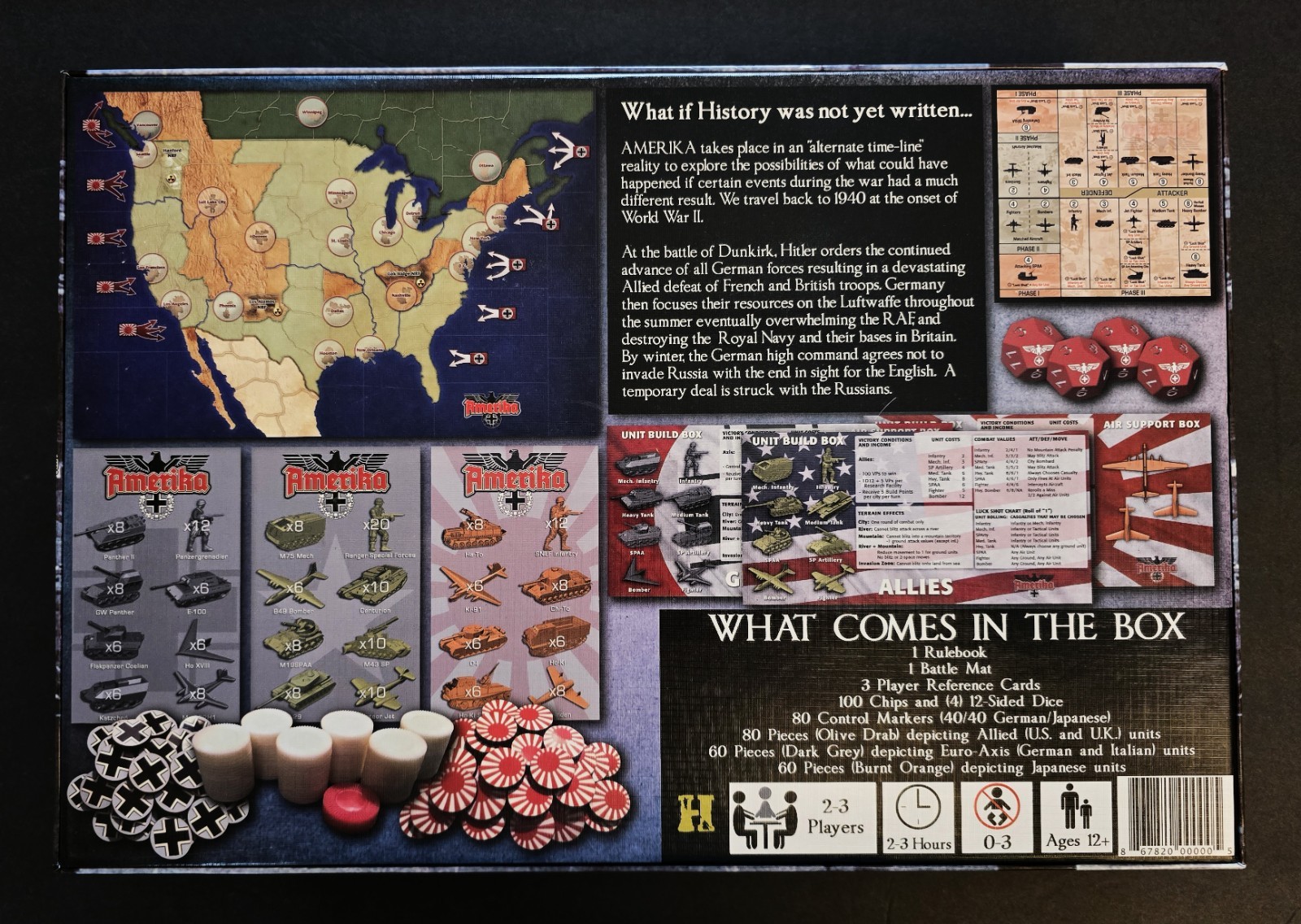 “AMERIKA” ALTERNATE HISTORY WAR GAME – HBG – PUN, COMPLETE + ERRATA + EXTRAS