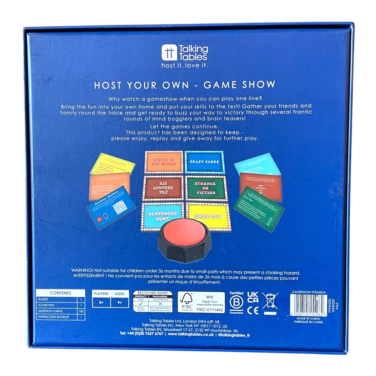 Host Your Own Game Show Party Game w/ Buzzer Family Trivia Kids Adults Complete