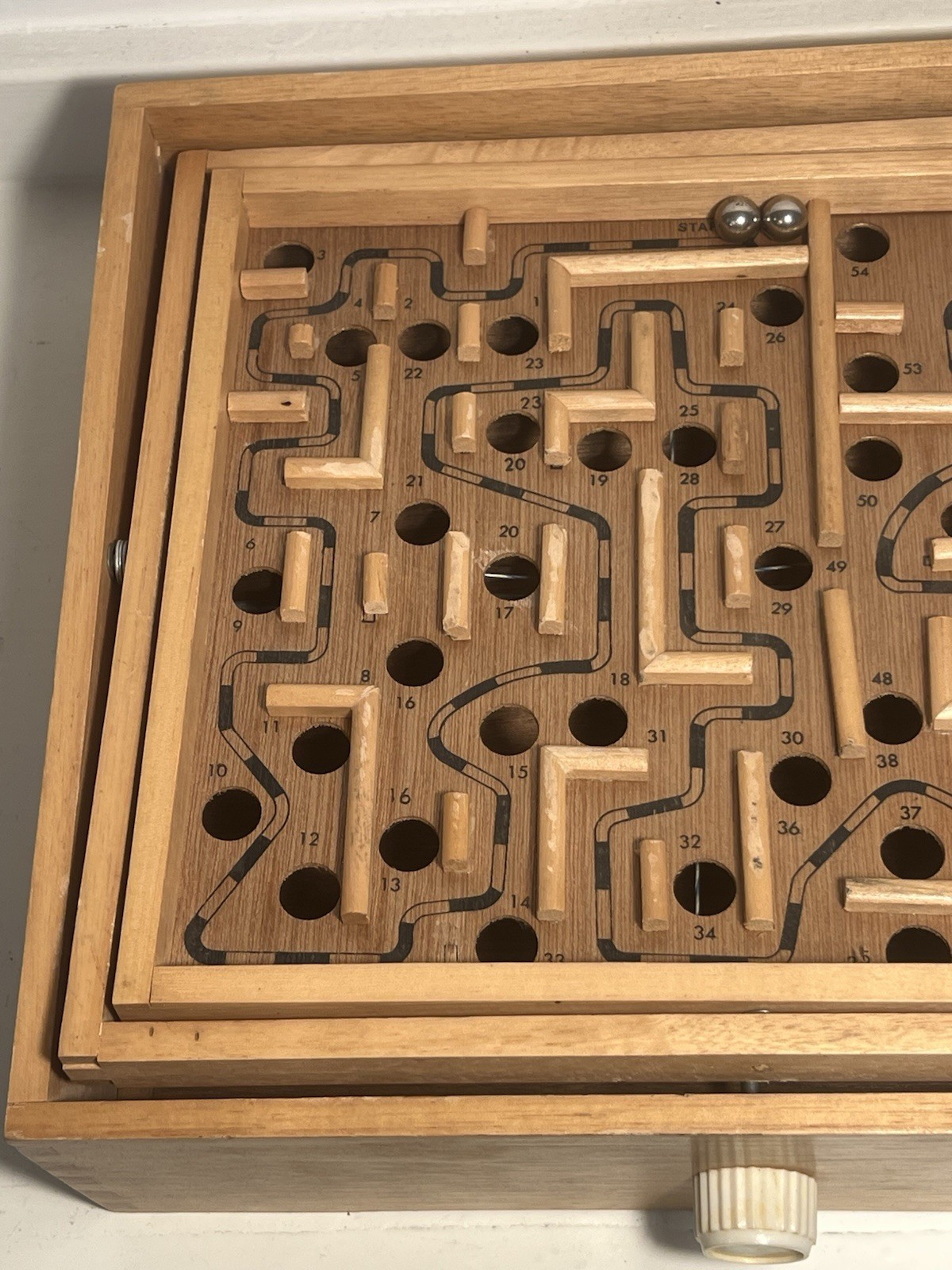 Vintage Brio Marble Labyrinth Wooden Board Game w/2 balls Works