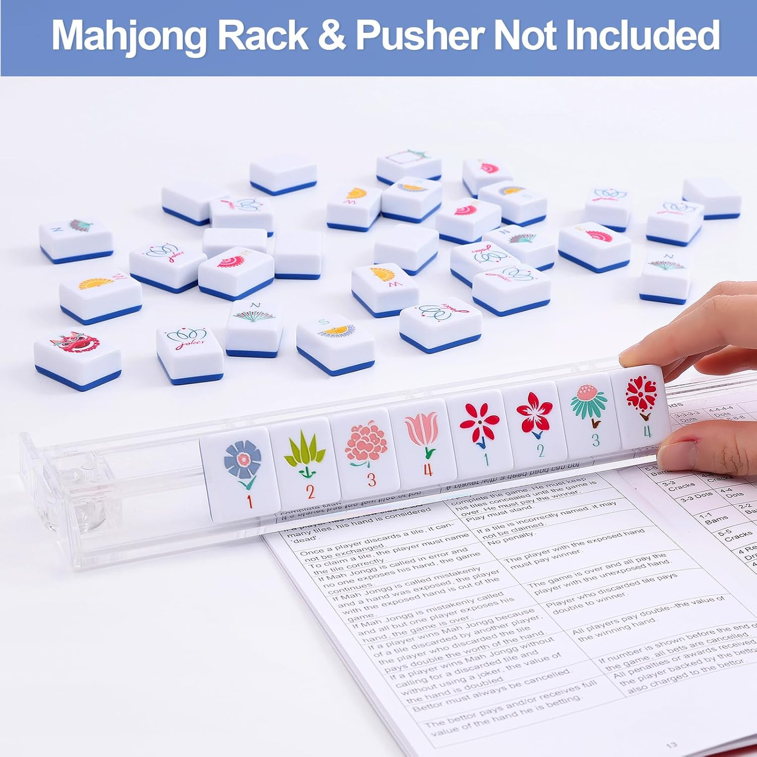 160 Deep Blue Engraved American Mahjong Game Set with Carrying Bag and Accessori