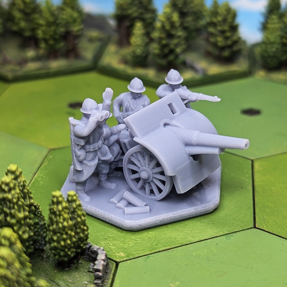 WW2 French Canon de 105 mle 1913 Schneider Gun & Crew Artillery | 15mm, 1/72