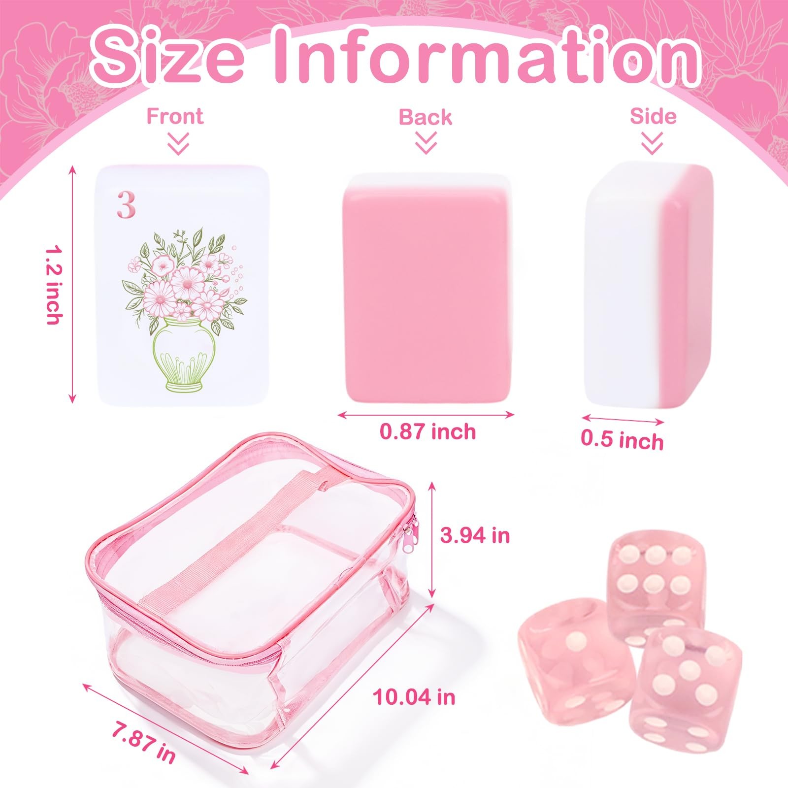 Entallor 166 American Mahjong Tile Set, 1.2″ Mini Pink 3D Engraved Melamine M…