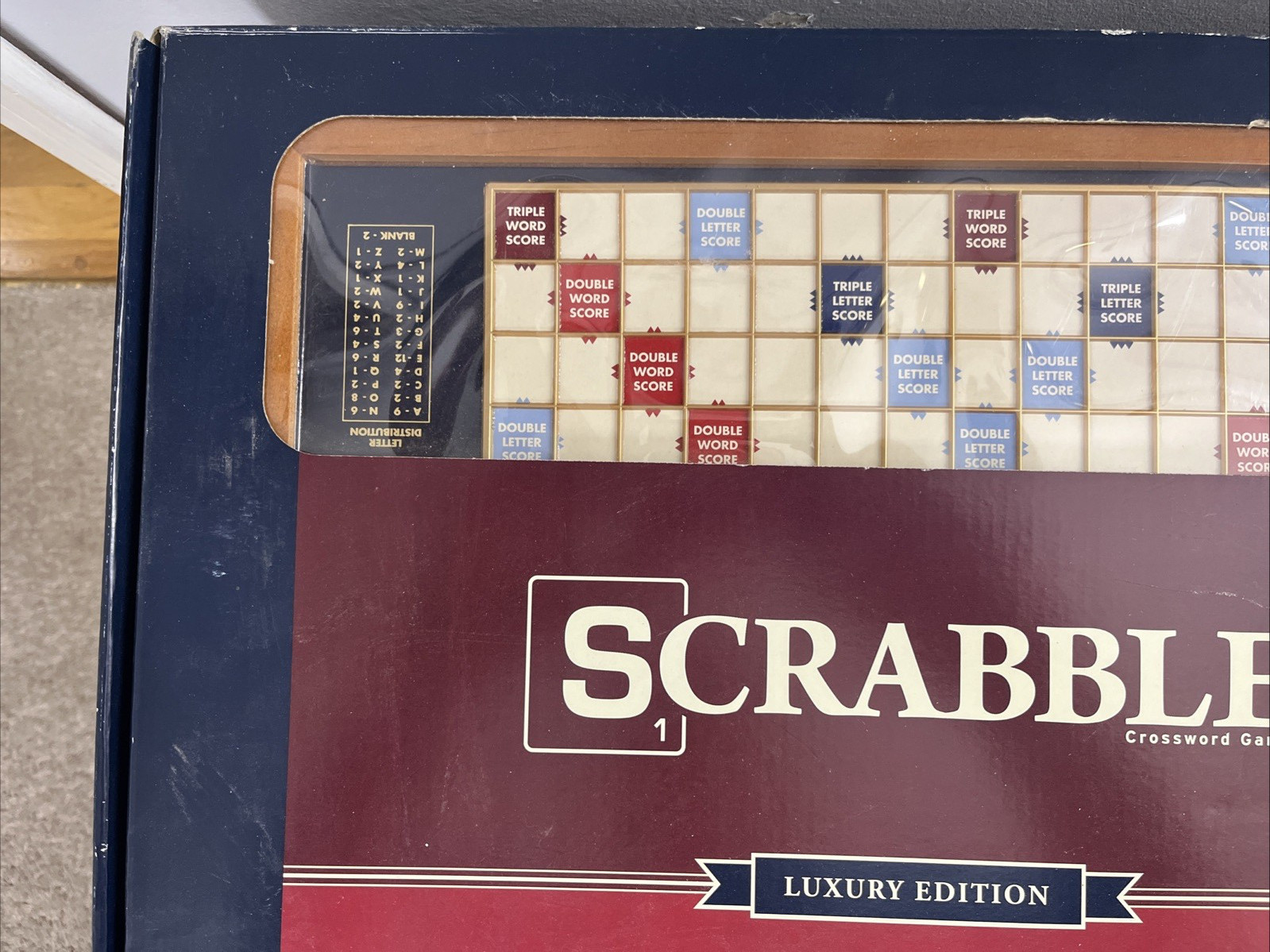 New Scrabble Luxury Edition with Wood Cabinet and Rotating Turntable Game Board