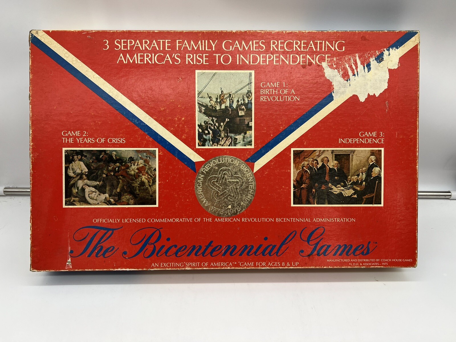 VINTAGE 1975 COACH HOUSE “THE BICENTENNIAL GAMES” 3 BOARD GAMES IN 1 Complete!