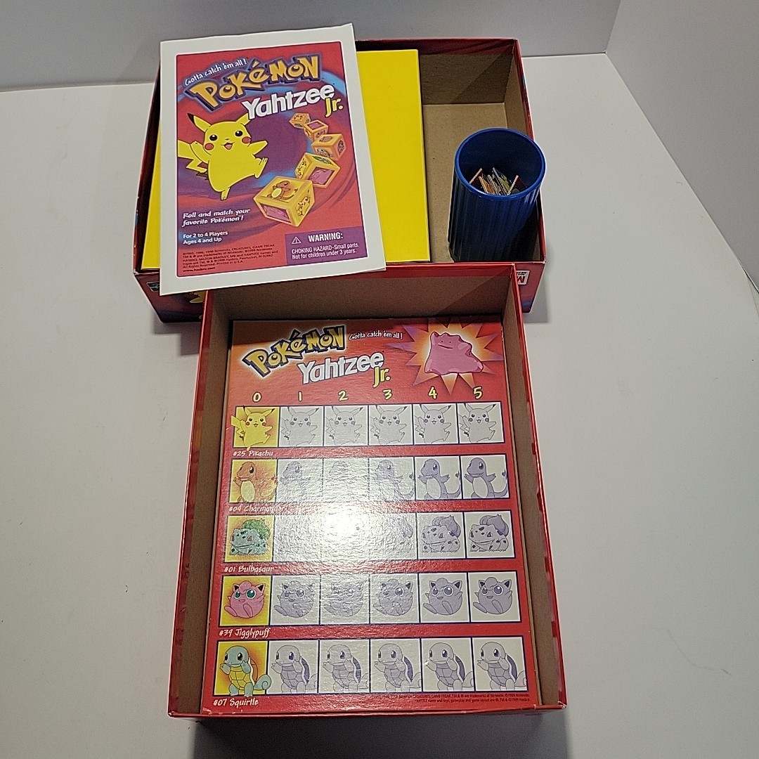 Pokemon Yahtzee Jr Vintage 1999 Milton Bradley Hasbro Nintendo Gotta Catch Em