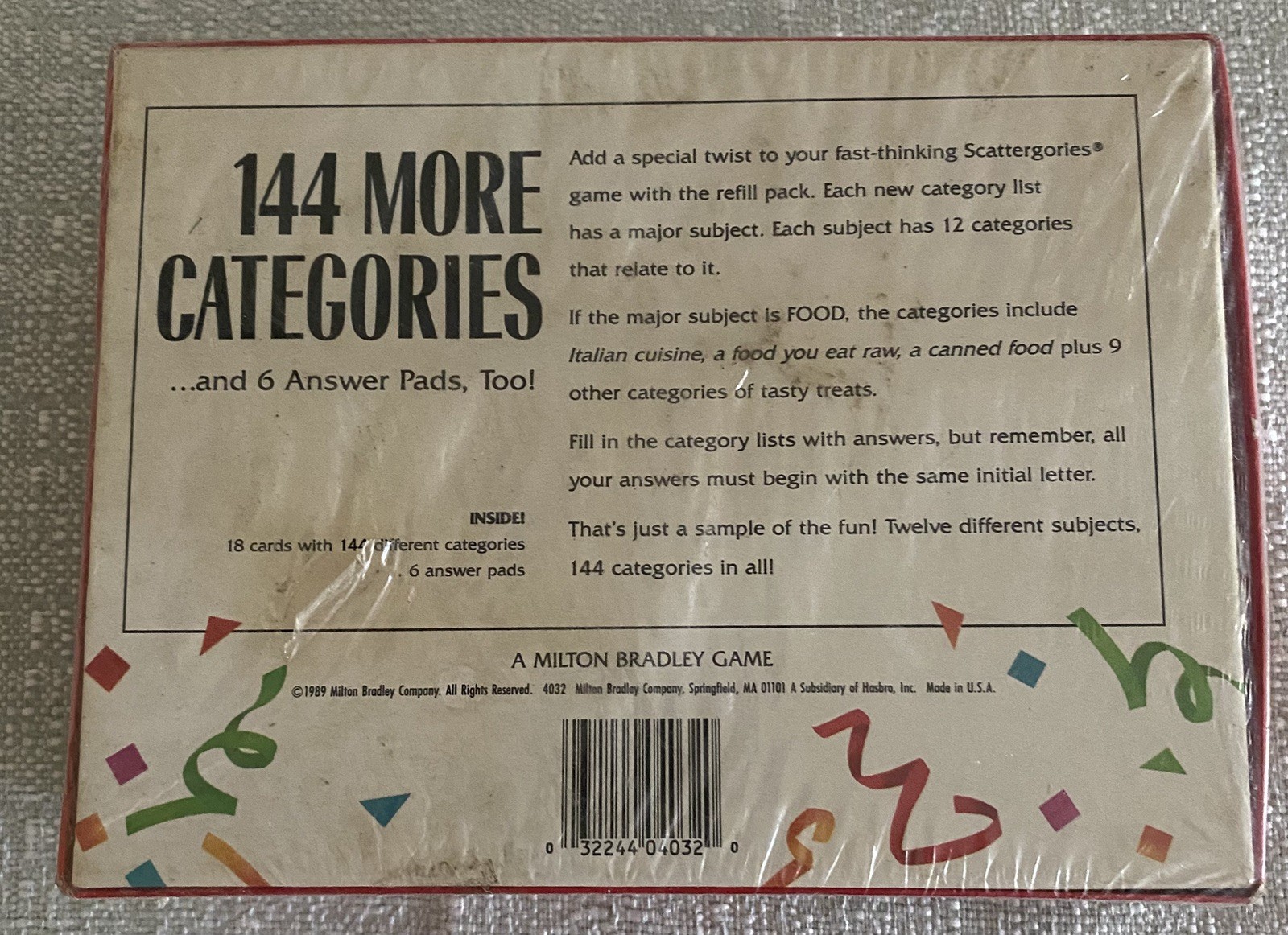 Milton Bradley The Game of Scattergories Refill #1 BRAND NEW Sealed