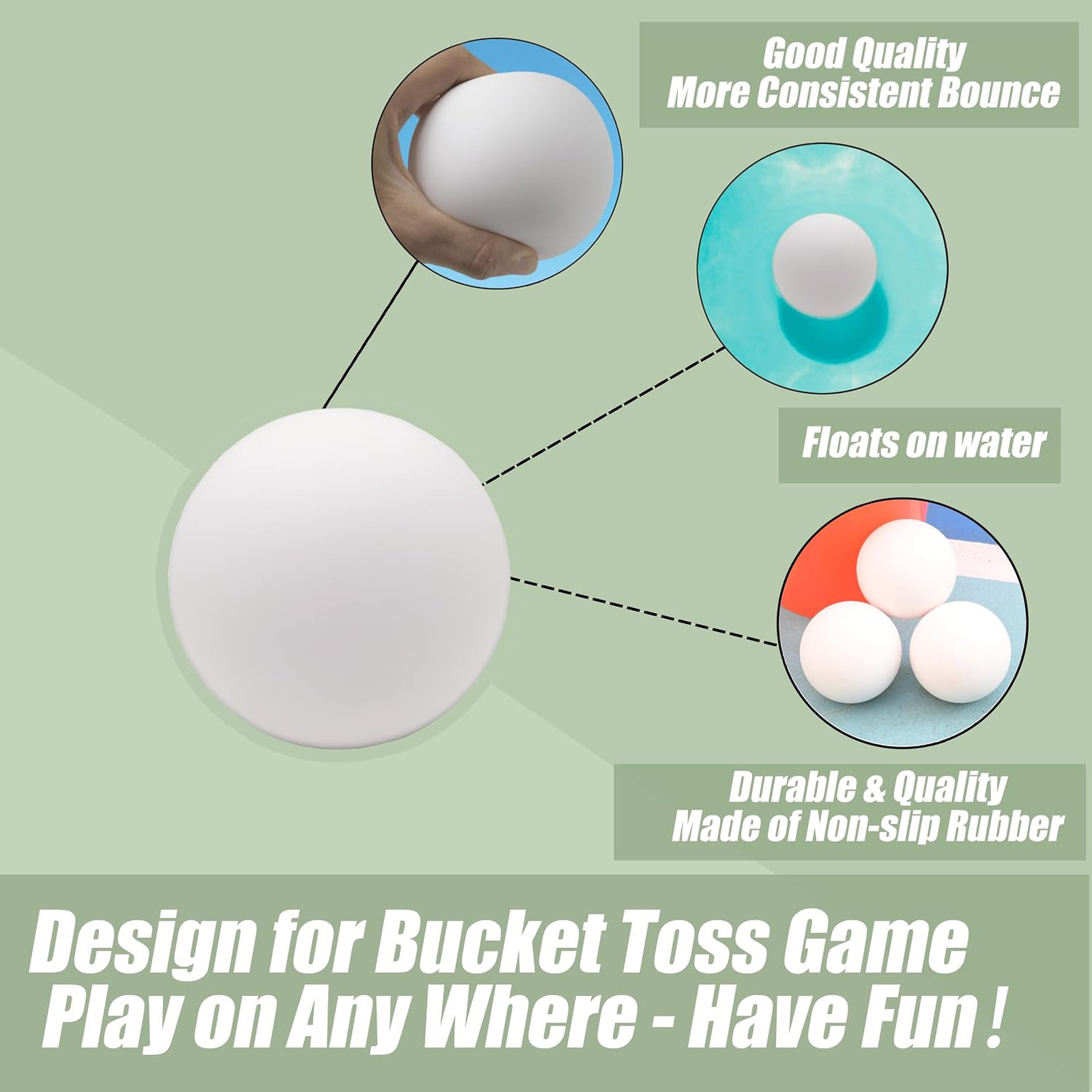 Bucket Toss Replacement Balls 3 Pack for Outdoor Yard Game, Waterproof Durable