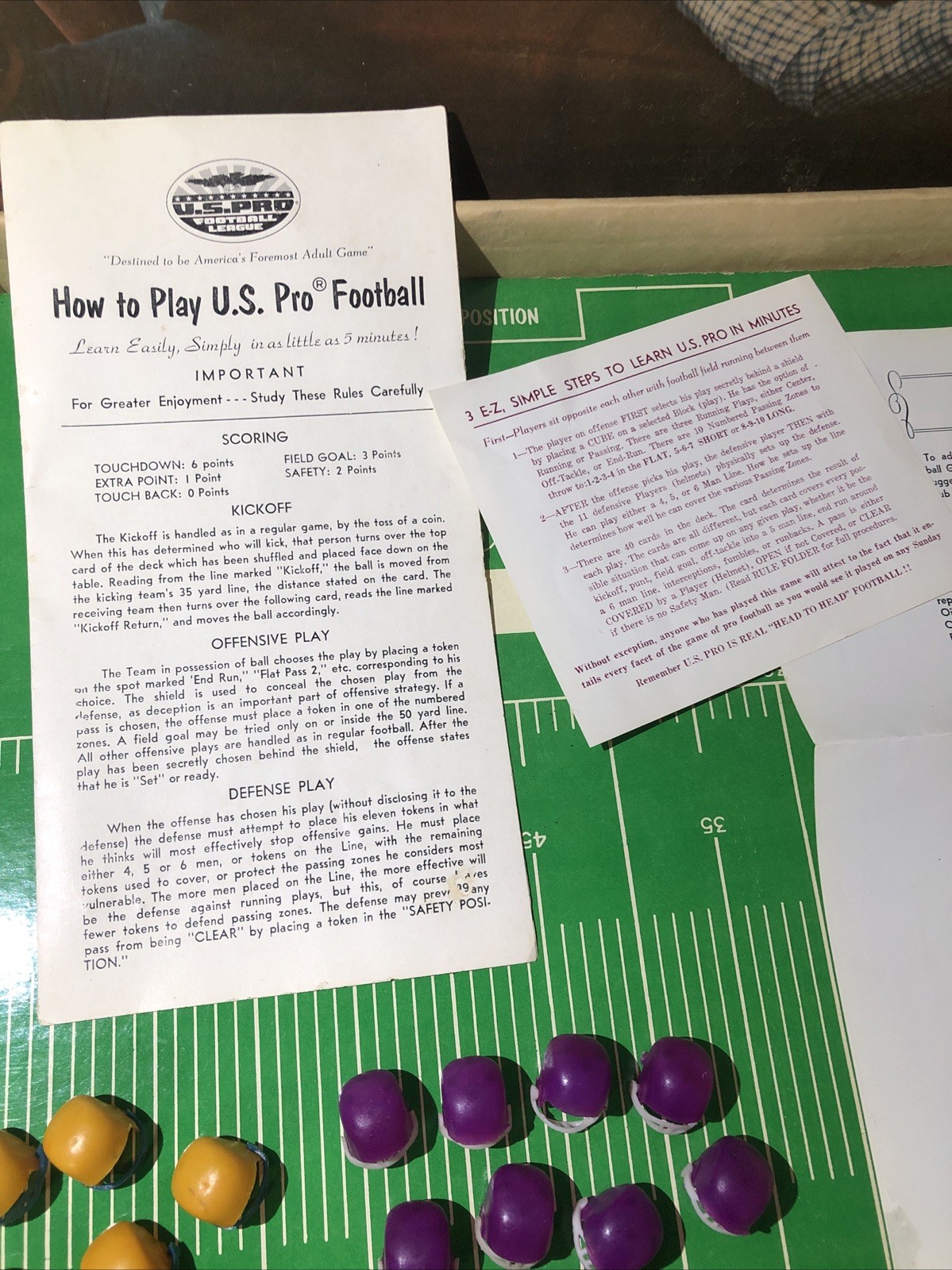 Vintage 1974 U.S Pro Football Board Game. Rare! Large 26”x19” Craft Plastix Co.