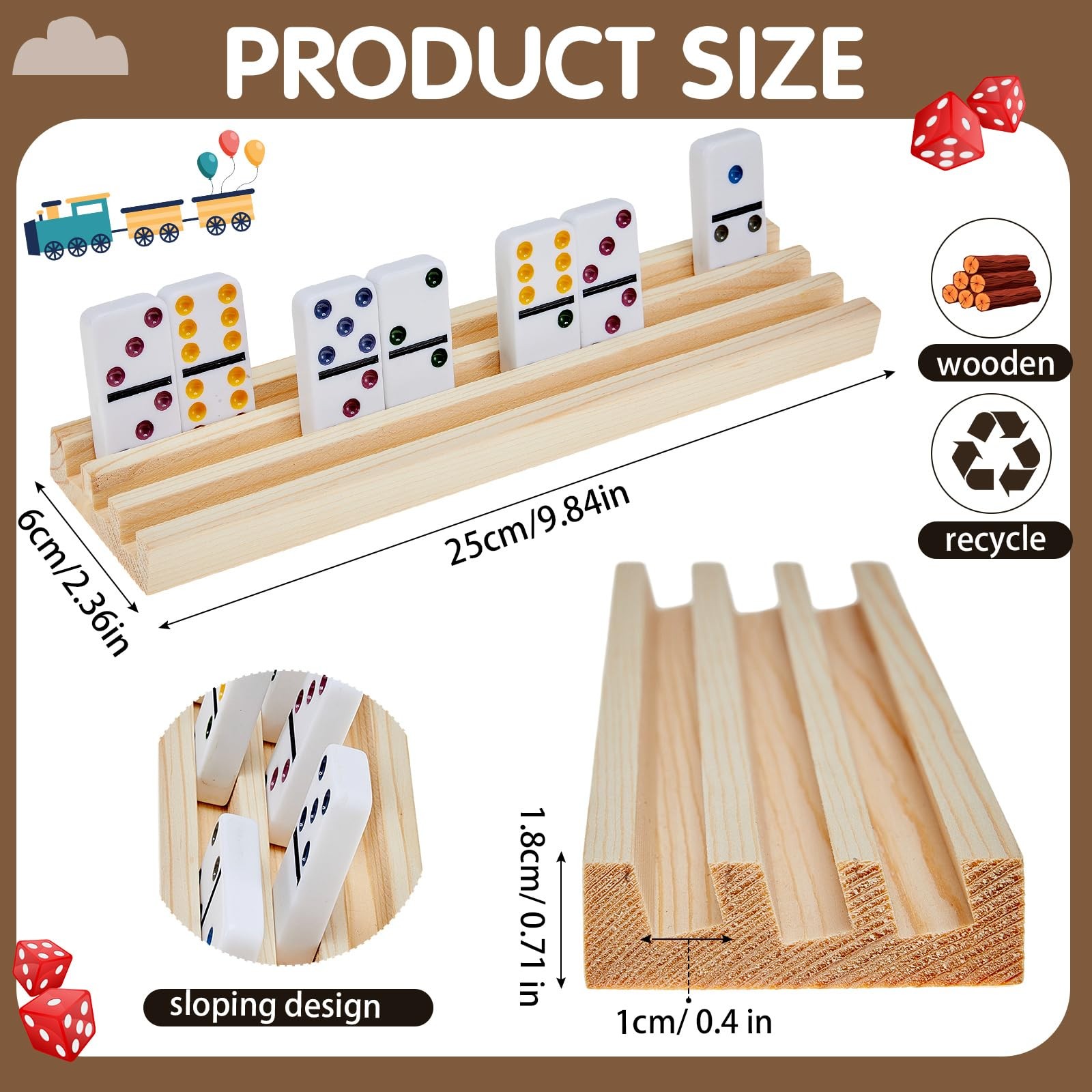 Mexican Train Dominoes Set, Wooden Mexican Train Hub with 8 Pcs Domino Trays …