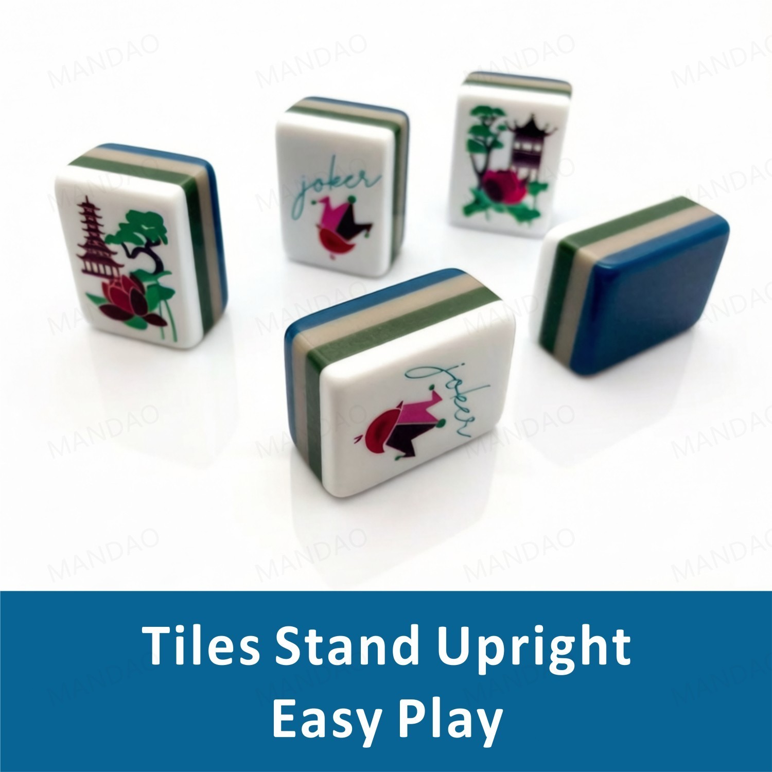 NEW! Vibrant Layered Mahjong Tiles – Full American Set 160Tiles-blue