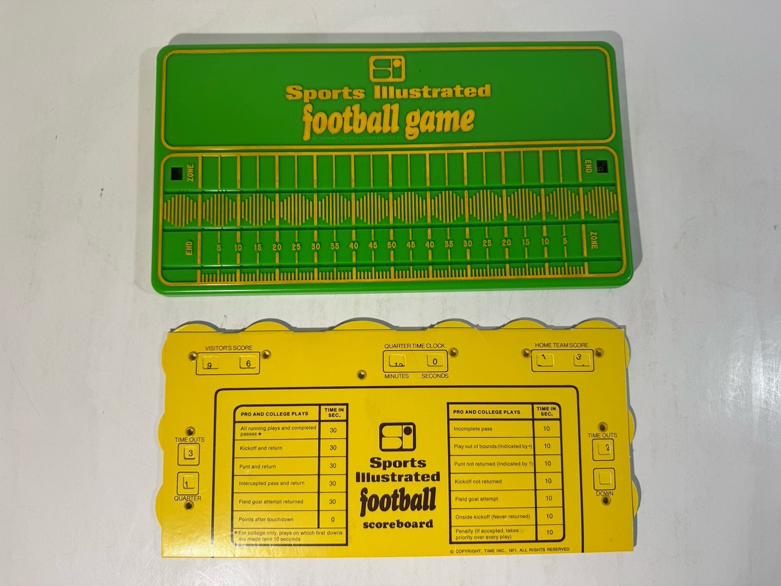 Sports Illustrated Pro Football Board Game 1971 Time Inc (missing 5 Dice & Bag)