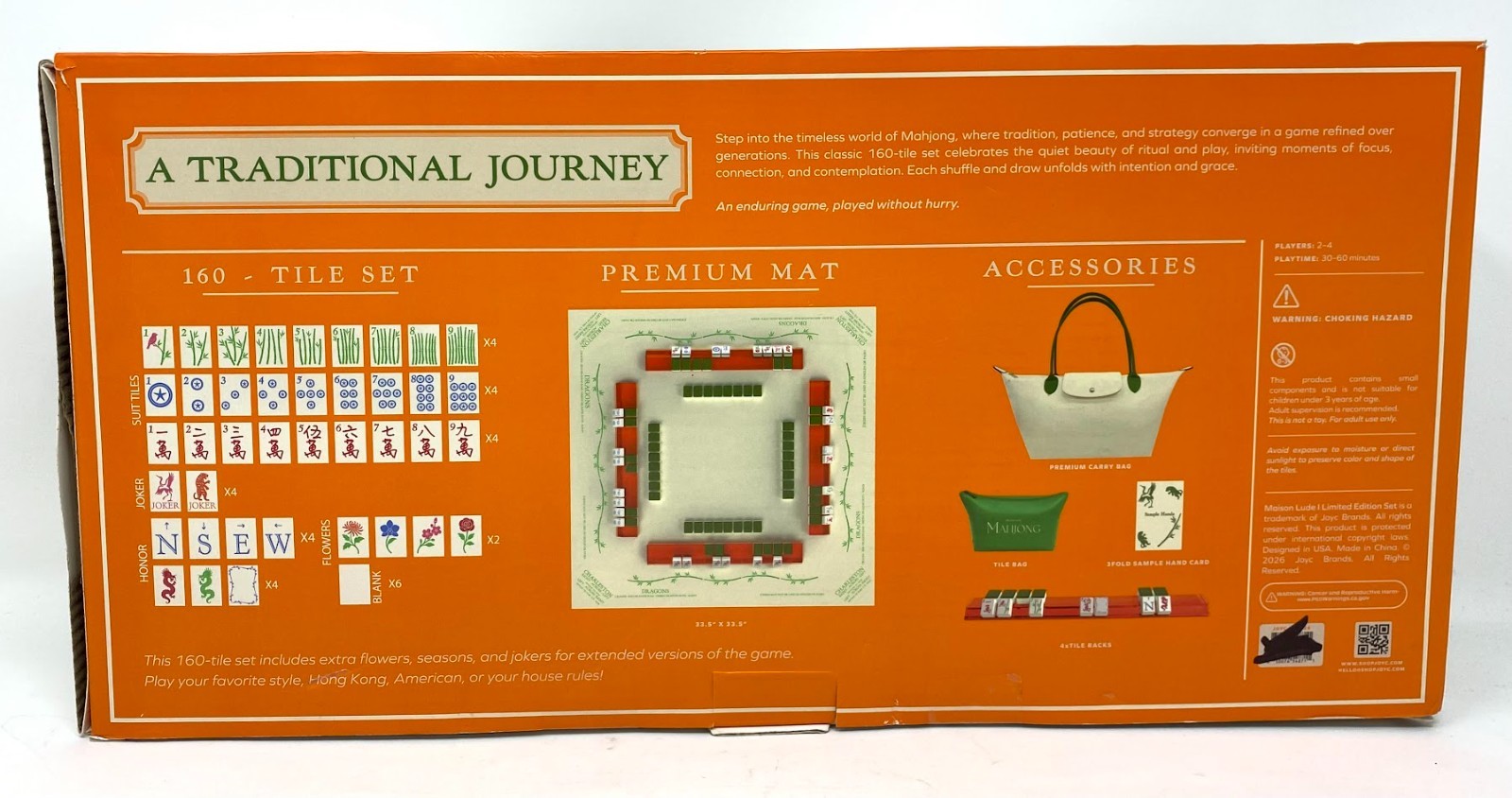 Maison Lude Mahjong Limited Edition 160 Tile Set Premium Mat, Leather Bag