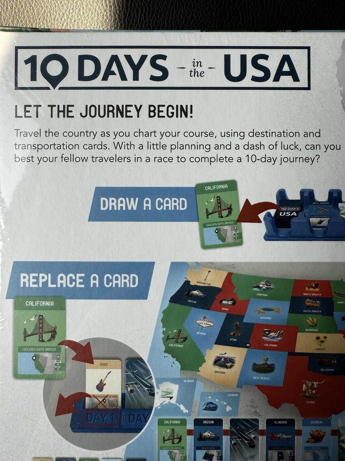 10 Days in The USA Board Game 30 Minutes 2-4 Players Age 8+ The OP Games