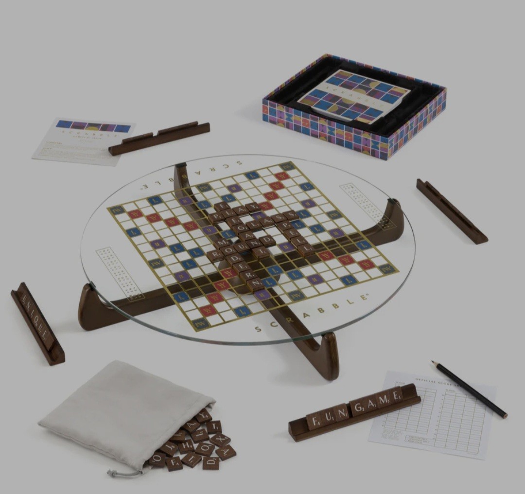 WS GAME COMPANY SCRABBLE PRISMA EDITION GLASS BOARD NIB