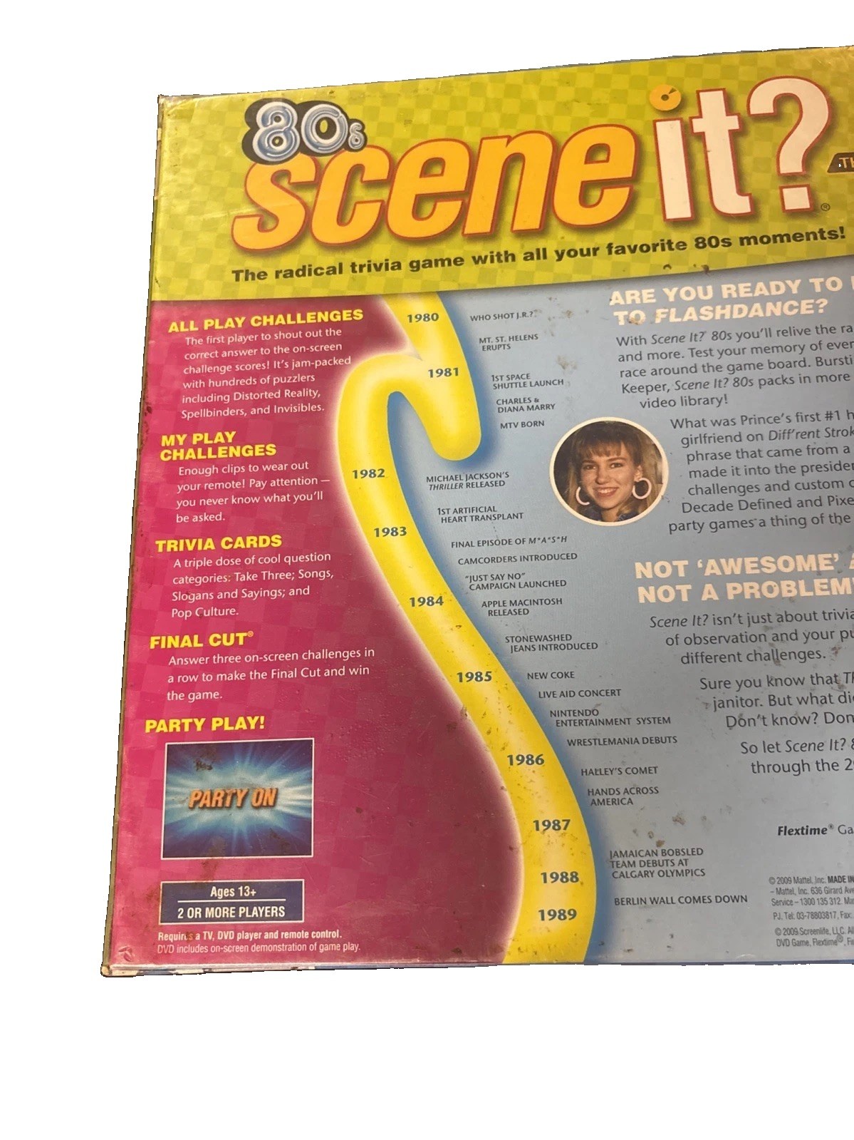 80s Scene It DVD Trivia Board Game 2009 Mattel Ages 13+