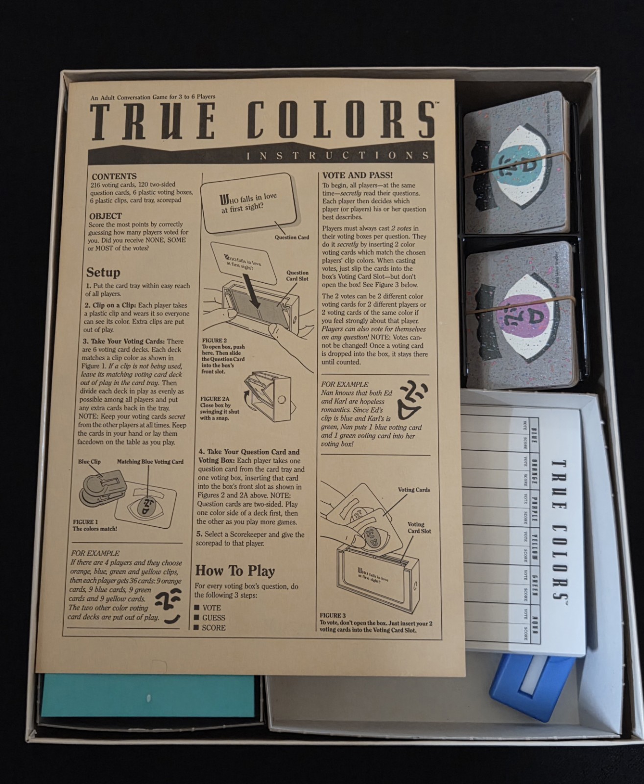 True Colors Board Game Vintage 1990 Milton Bradley 100% Complete Nearly Unplayed