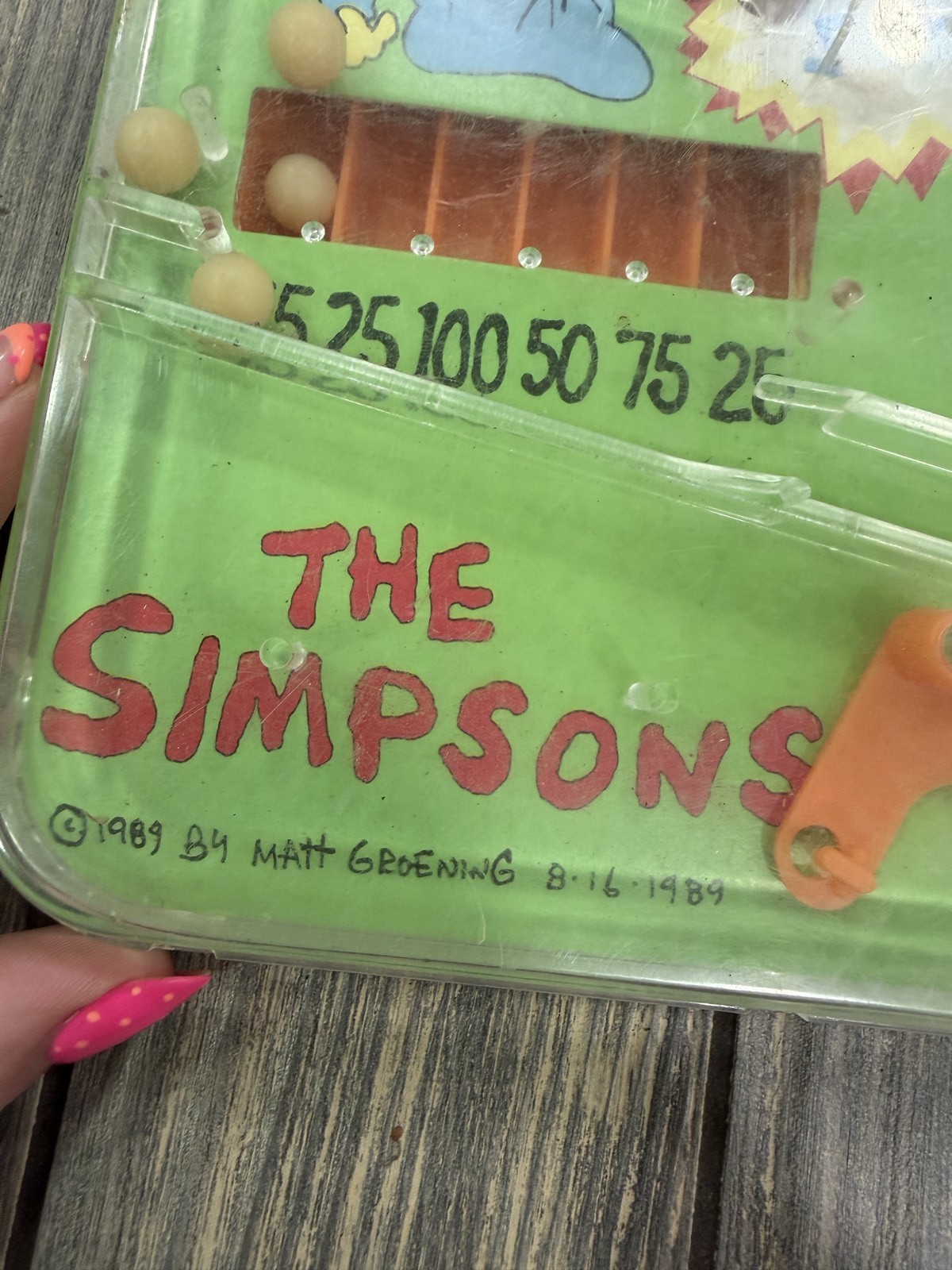 THE SIMPSONS 1989 VINTAGE PULL N SHOOT PINBALL GAME TOY Bart Lisa