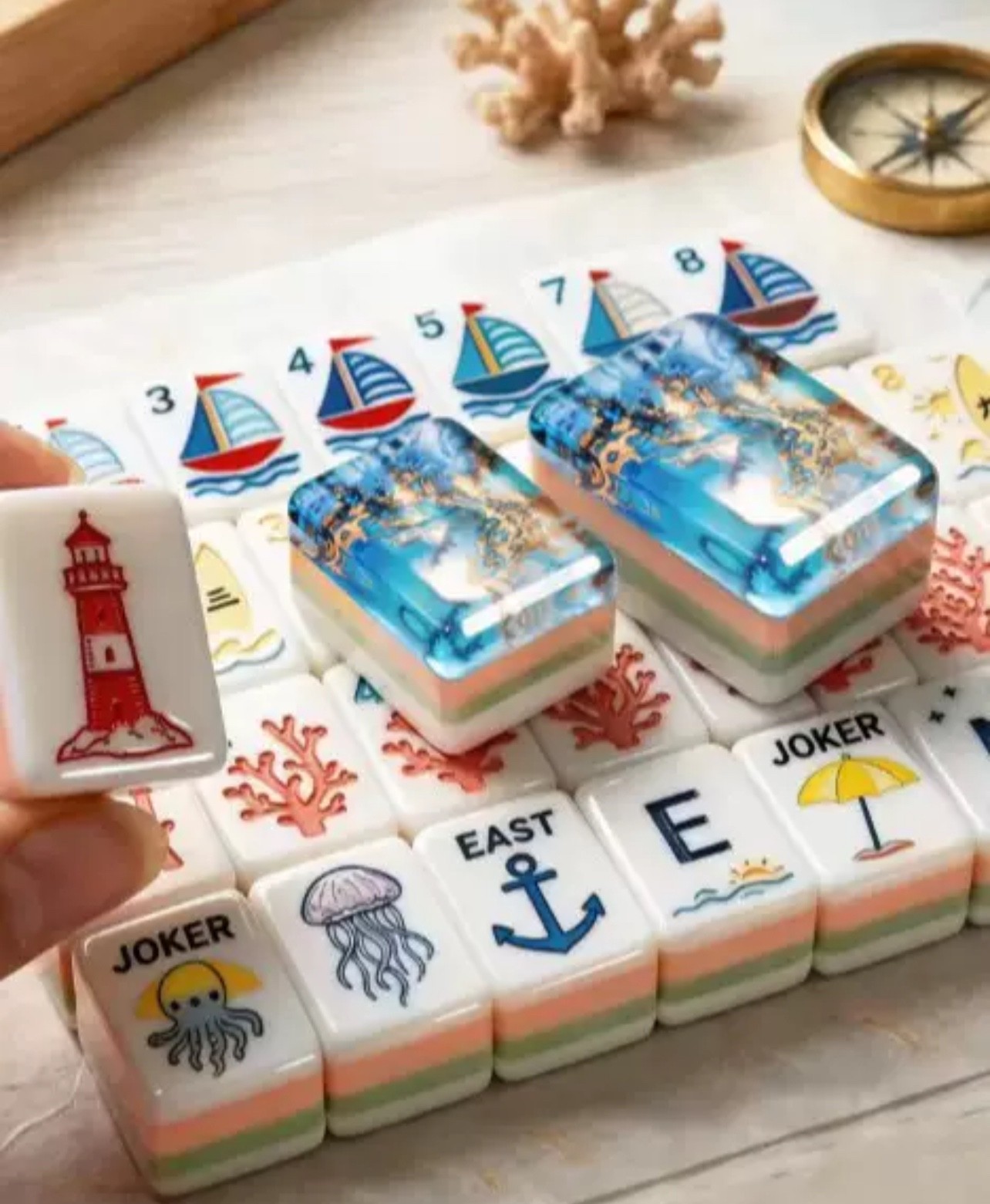 2026 Blue Ocean American Mahjong Game Set, 160 Paris Mah Jong Tiles